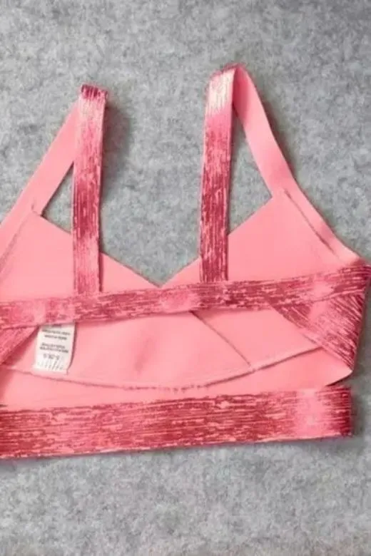 Ang Bandage Metallic Crop Top - Hot Pink