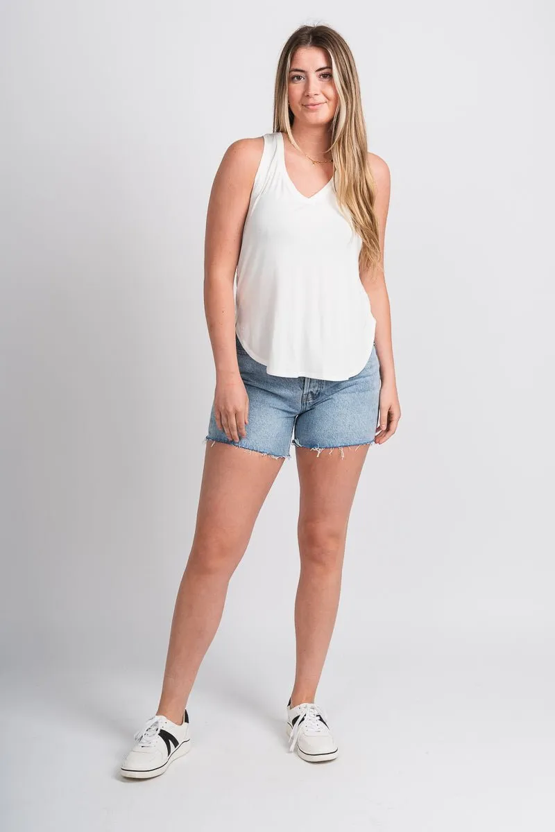 Basic v-neck tank top off white