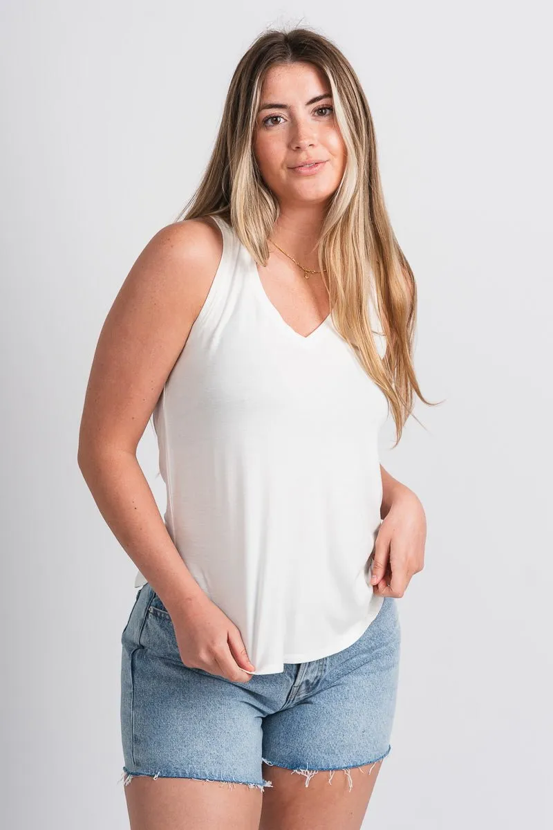 Basic v-neck tank top off white