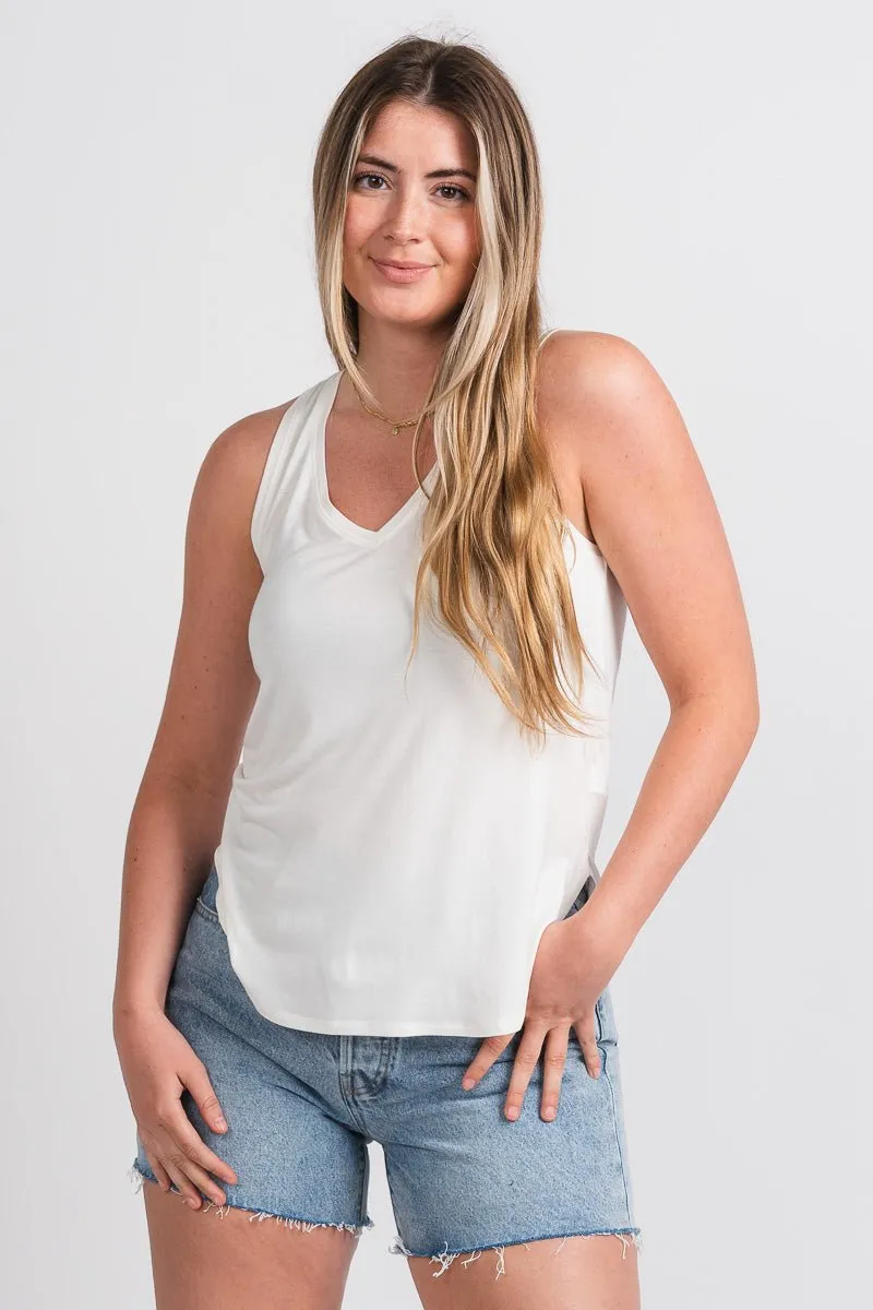 Basic v-neck tank top off white