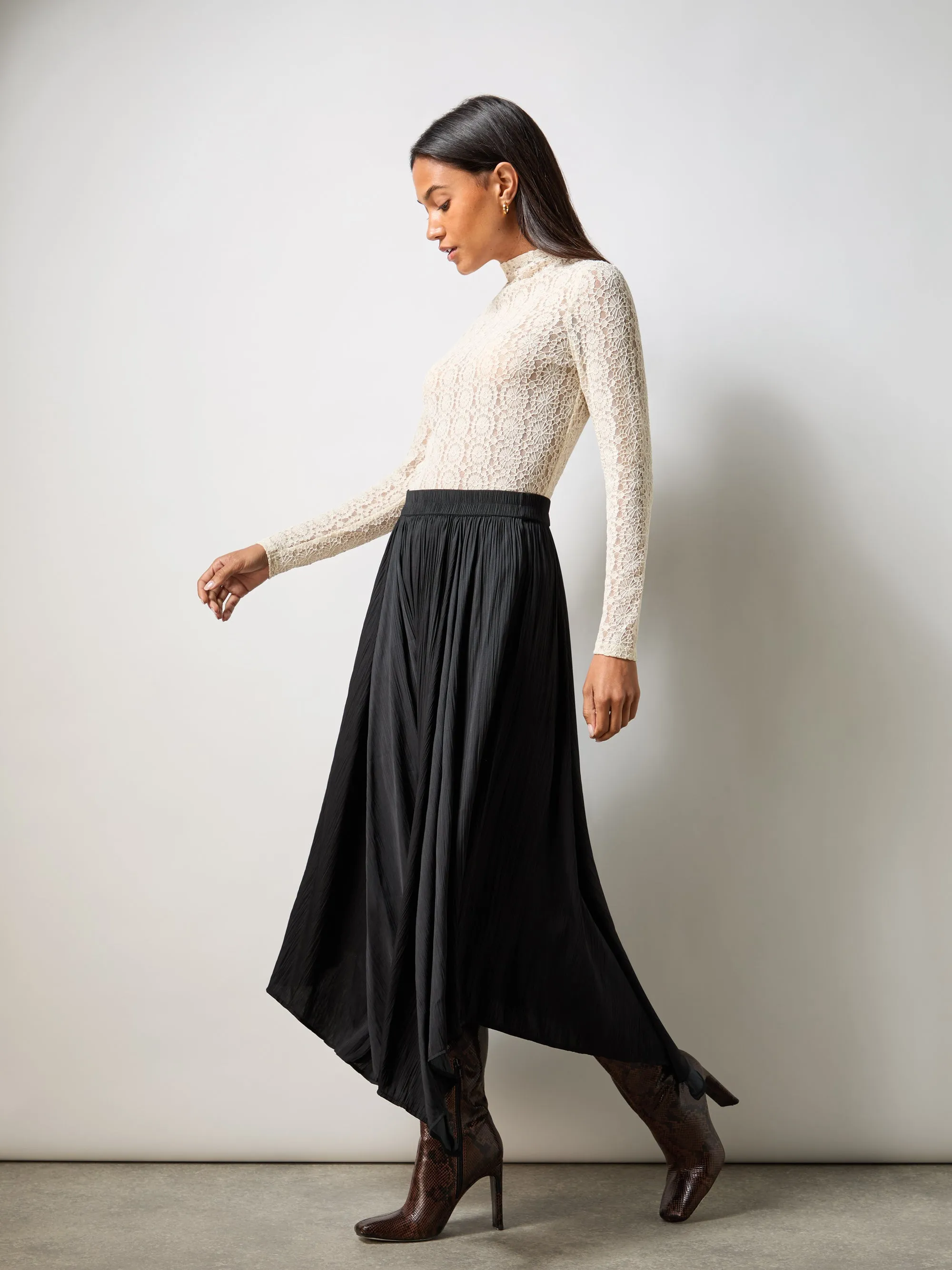 Black Plisse Full Skirt