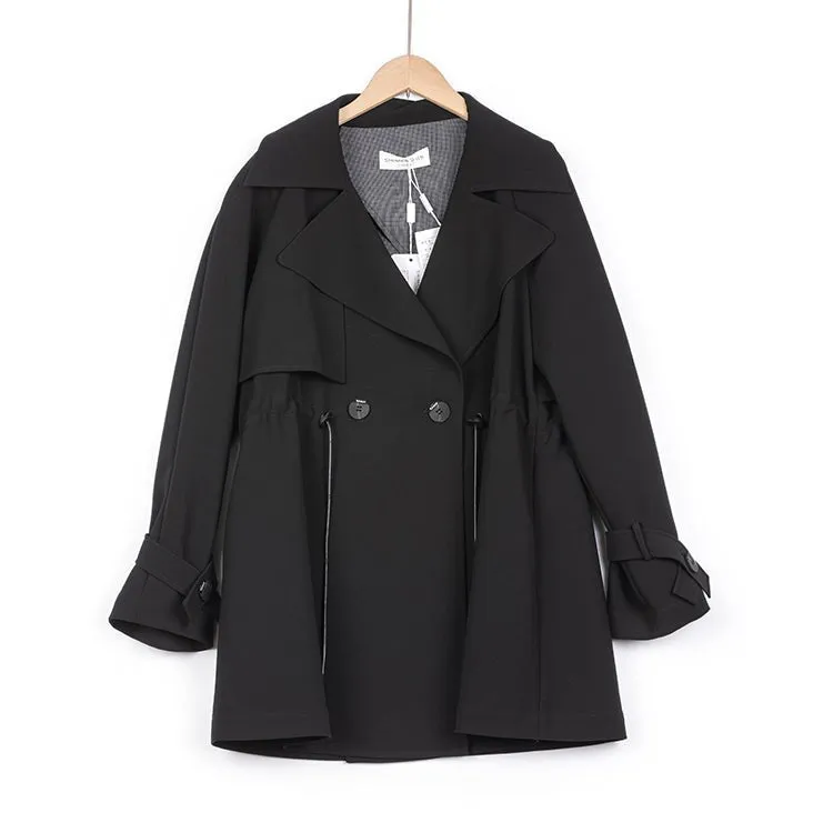 Black Short Belted Trench Coats