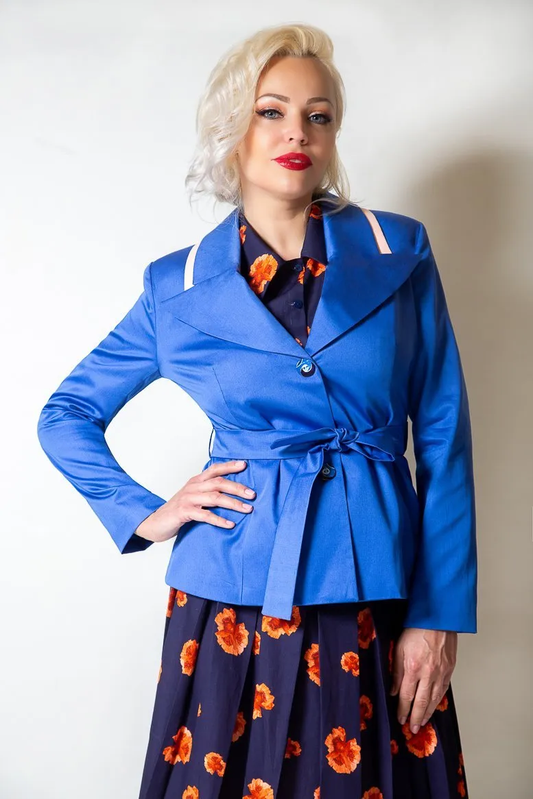 Blue Cotton Jacket with belt