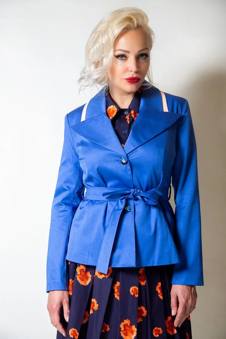 Blue Cotton Jacket with belt