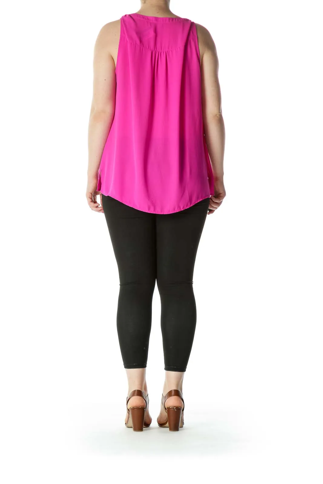 Bright Pink V-neck Blouse