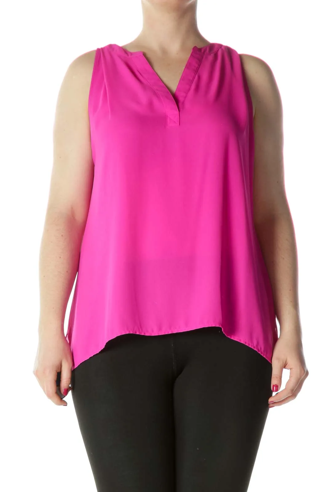 Bright Pink V-neck Blouse