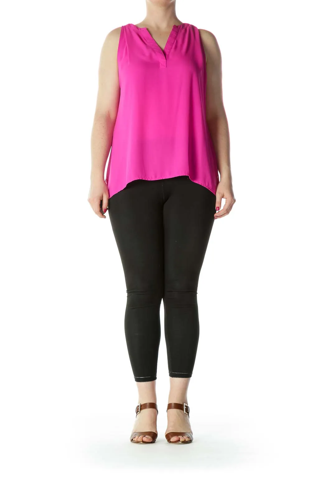 Bright Pink V-neck Blouse