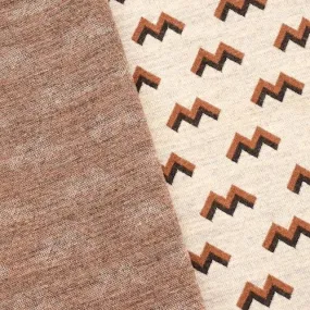 Brown/Beige Wool Blend Chevron Printed Double Knit Fabric