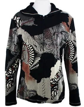 Cactus Fashion - Geometry, Long Sleeve Cotton Print Rhinestone Hoodie Top