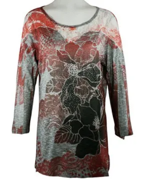 Cactus Fashion - Tropical Flowers, Rhinestones, Sublimation Tunic