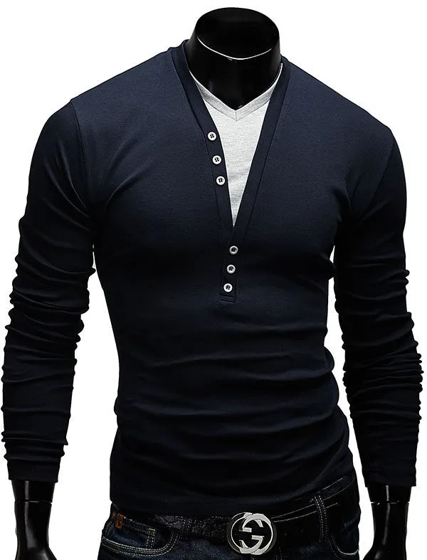 Casual Slim Fit V-Neck Shirt