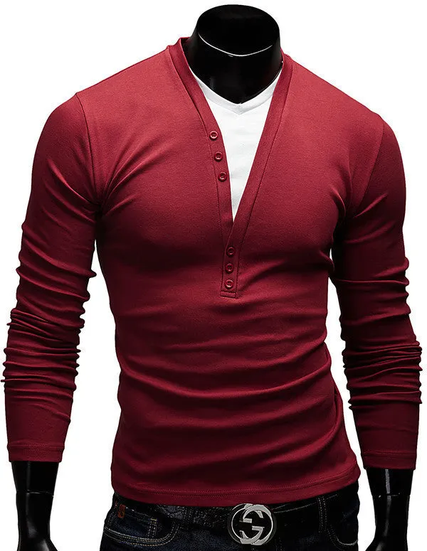 Casual Slim Fit V-Neck Shirt