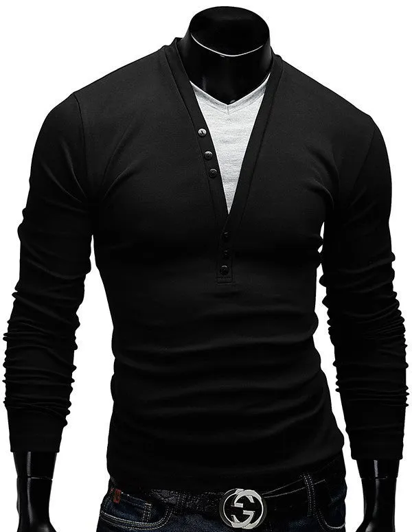 Casual Slim Fit V-Neck Shirt