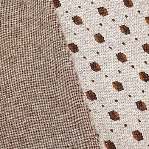 Choco Brown/Gray Cube Jacquard Knit Fabric