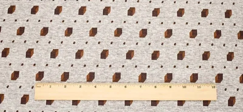 Choco Brown/Gray Cube Jacquard Knit Fabric