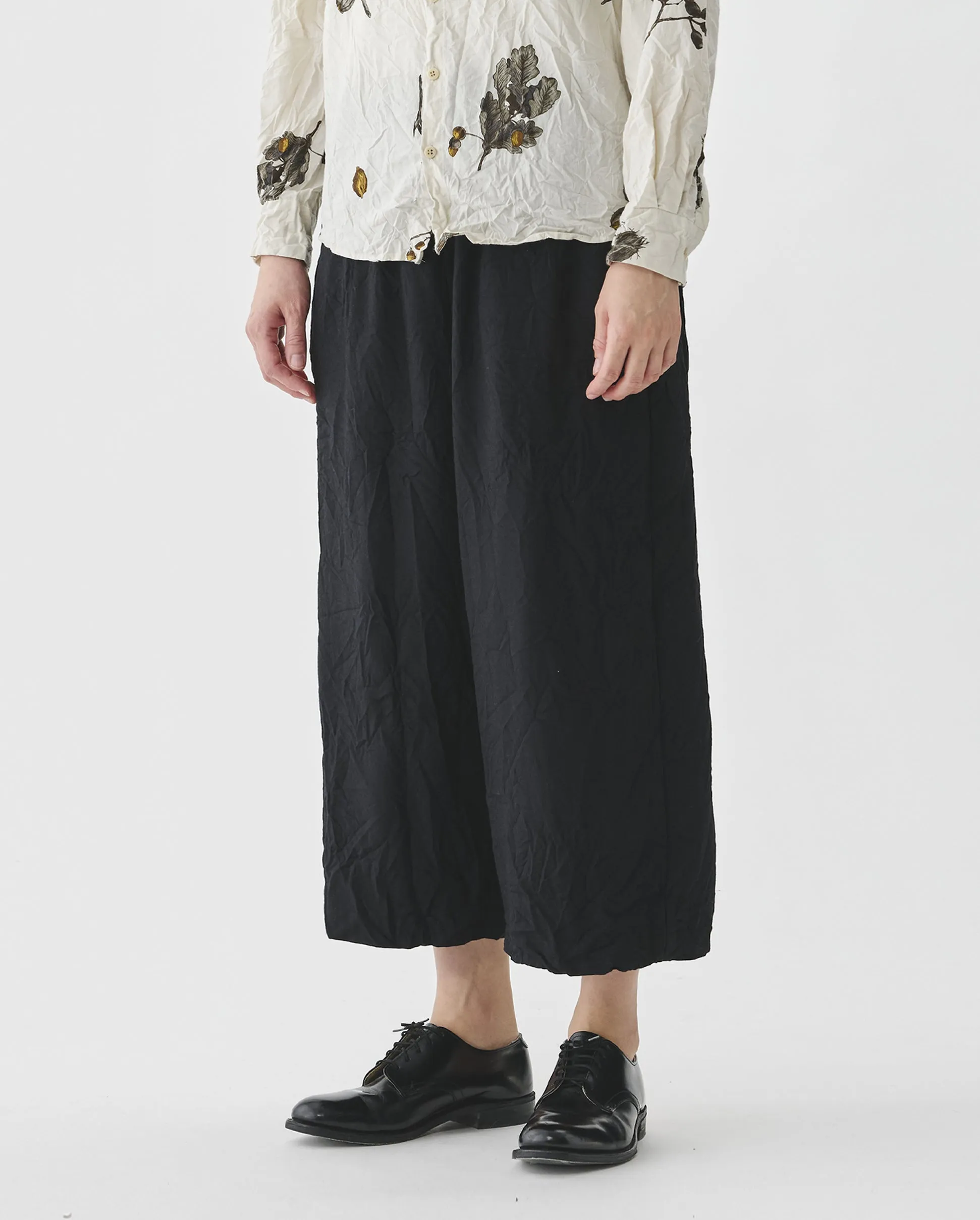 CRINKLE DROP CROTCH PANTS / BLACK