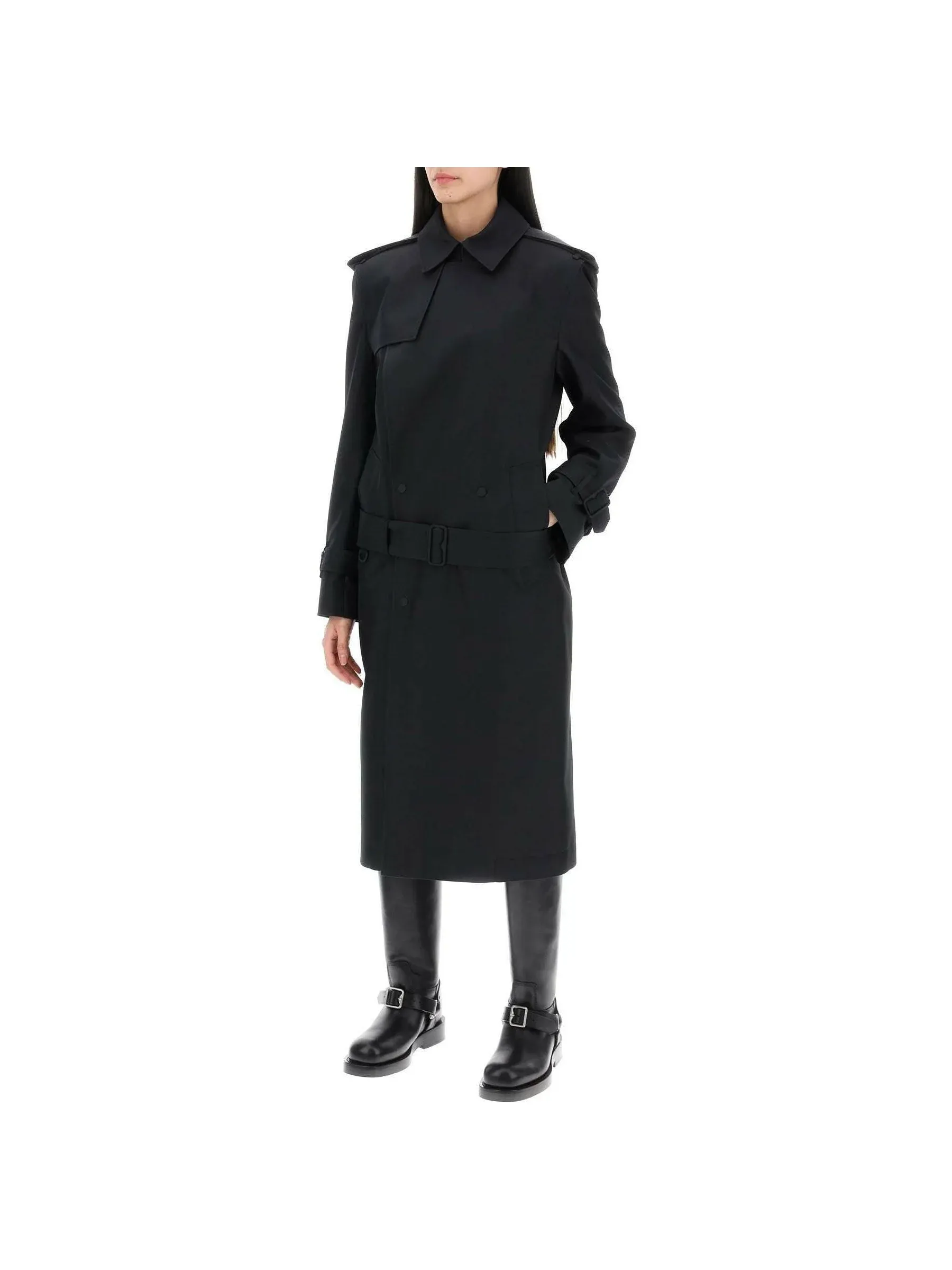 Double-Breasted Silk Trench Coat