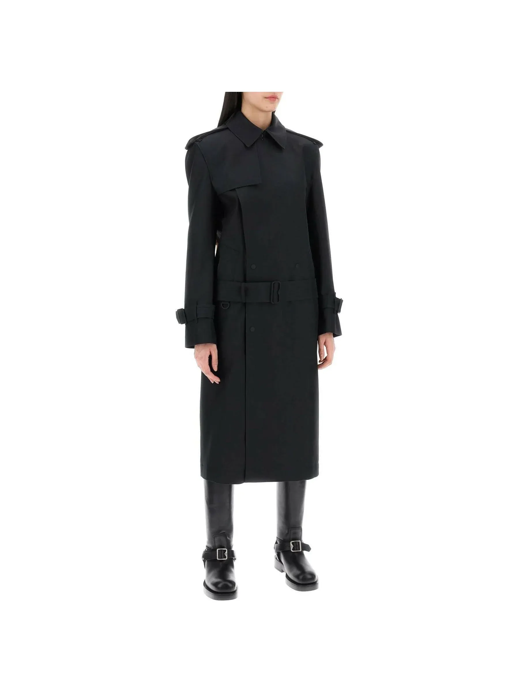 Double-Breasted Silk Trench Coat