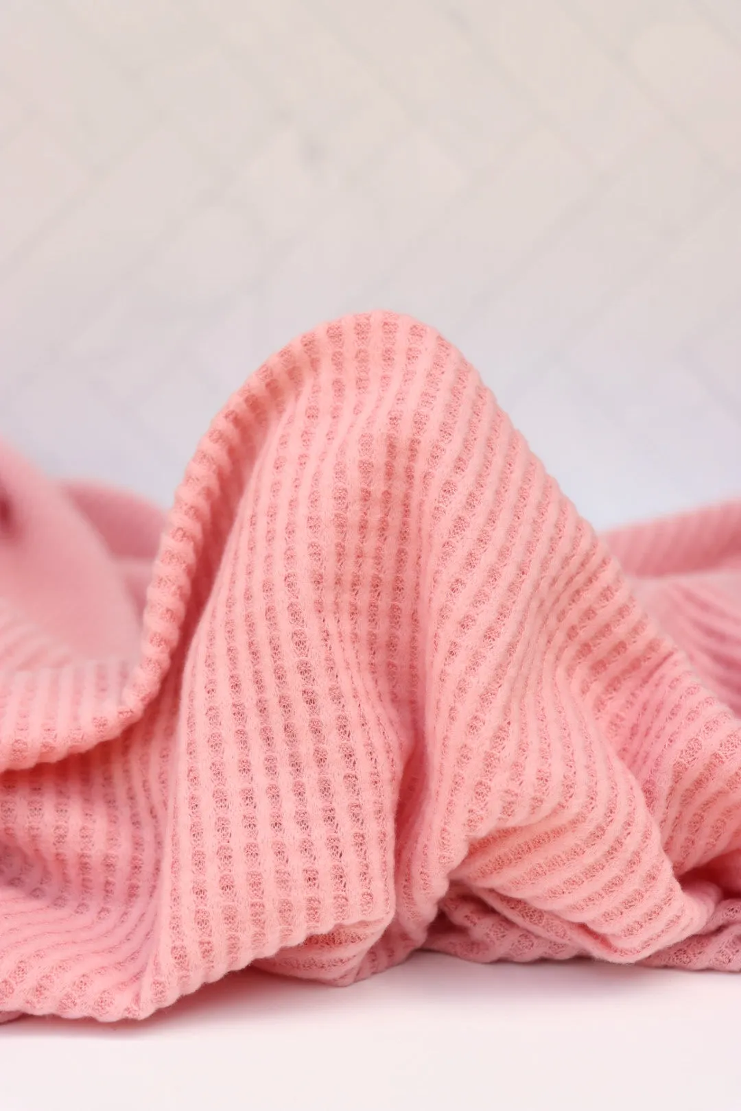 Dusty Pink Brushed Waffle Sweater Knit