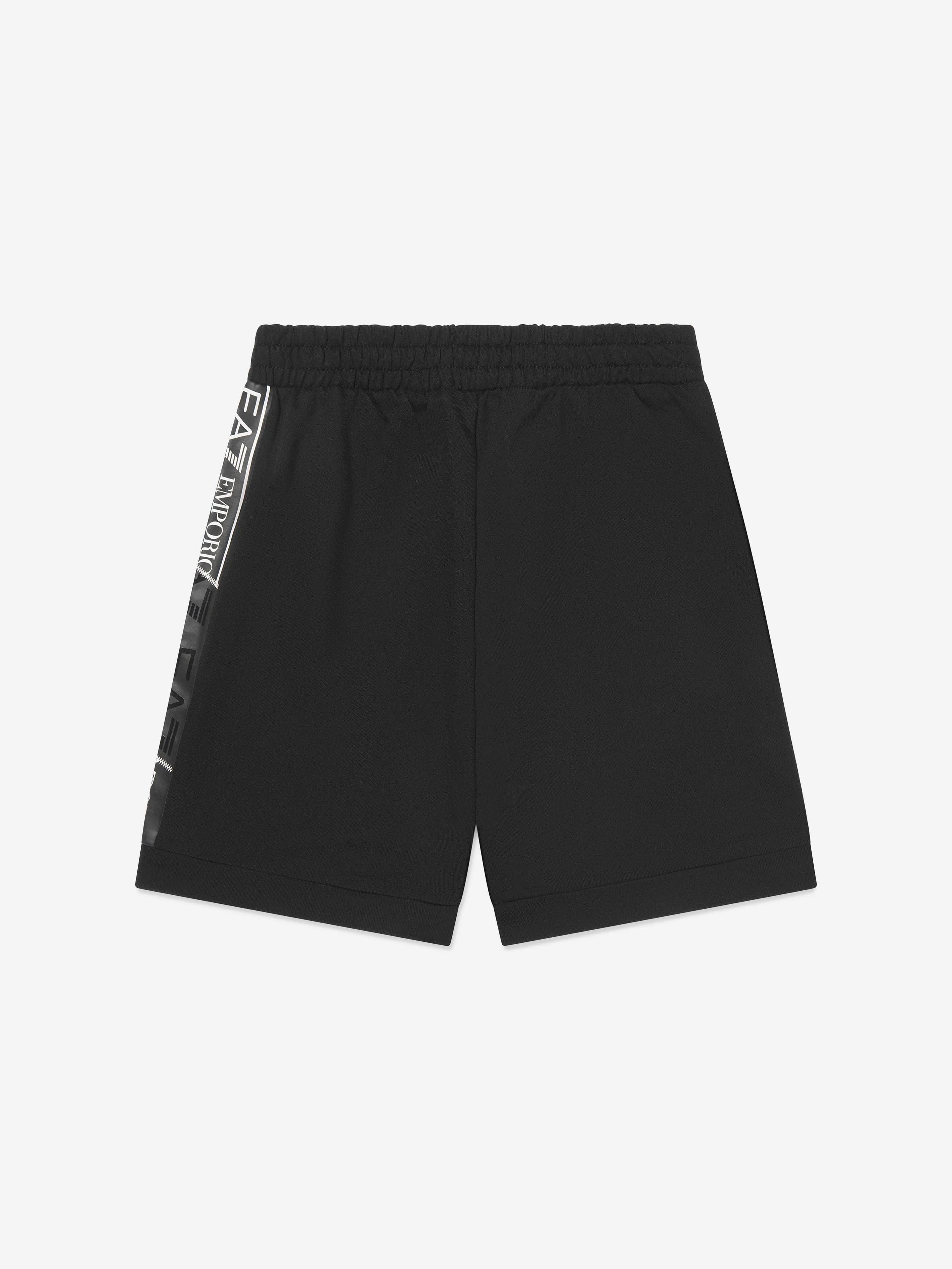 EA7 Emporio Armani Boys Train Logo Tape Bermuda Shorts in Black