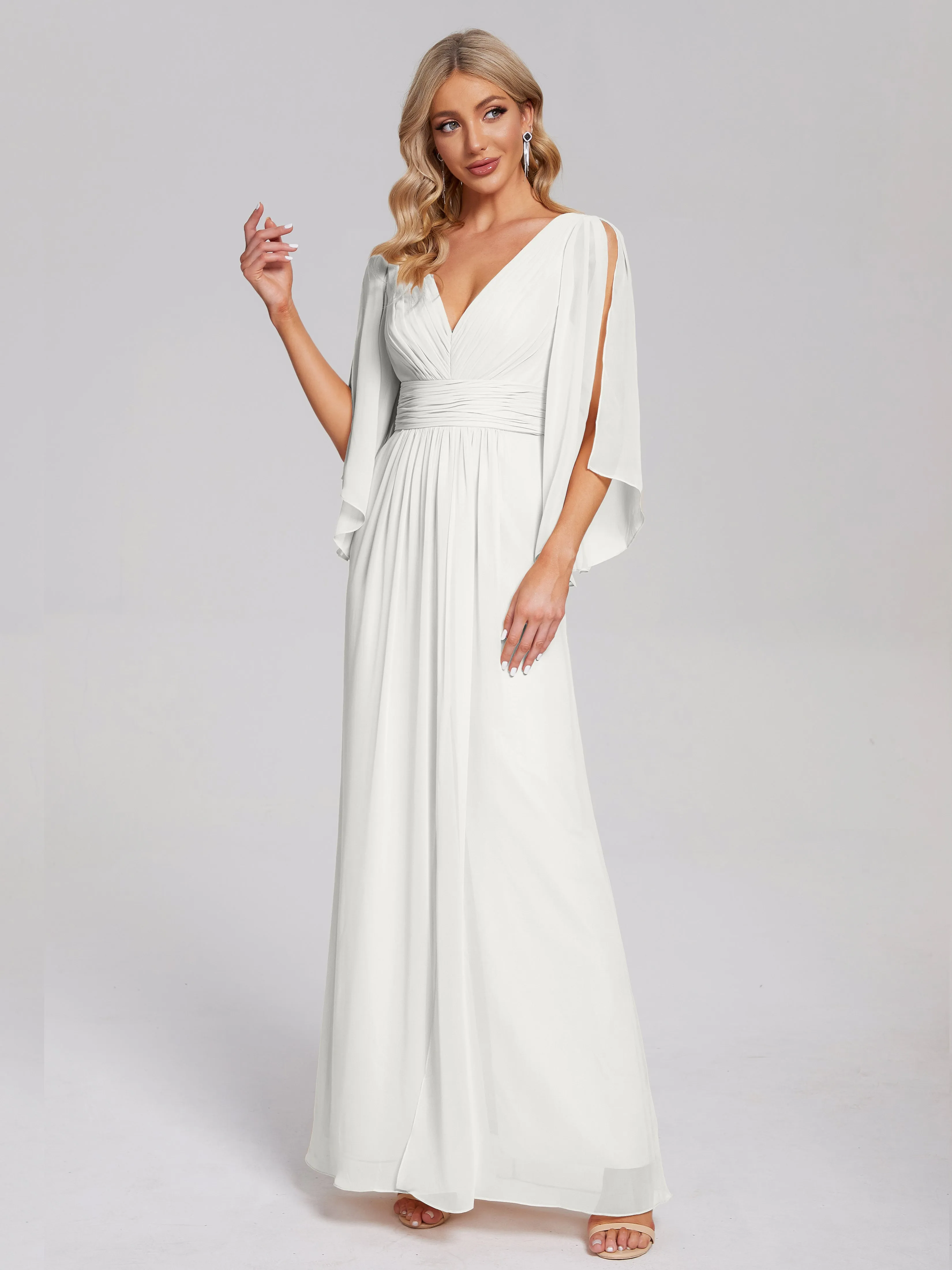 Fatima Elegant Half Sleeves Chiffon Bridesmaid Dresses