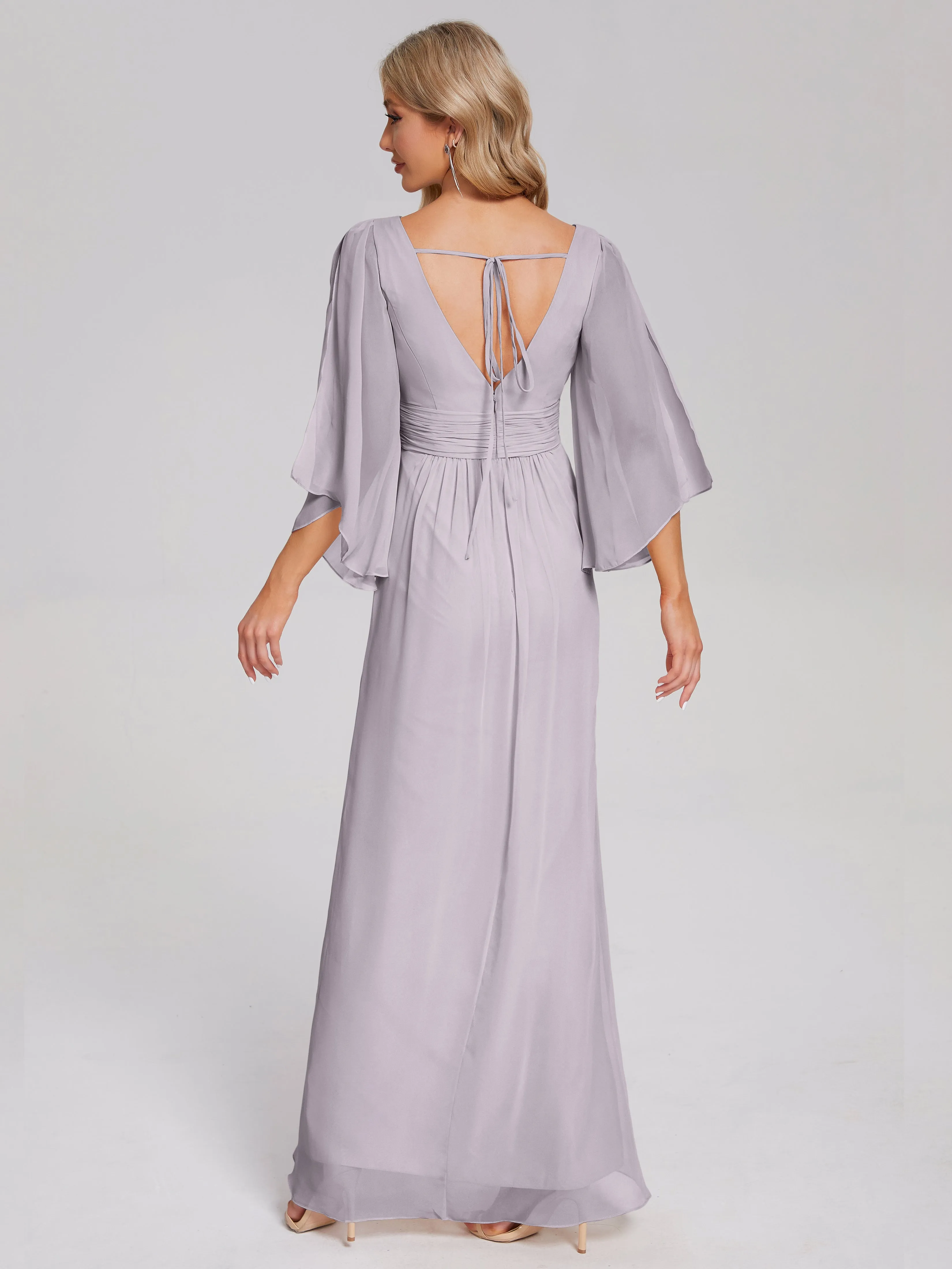 Fatima Elegant Half Sleeves Chiffon Bridesmaid Dresses