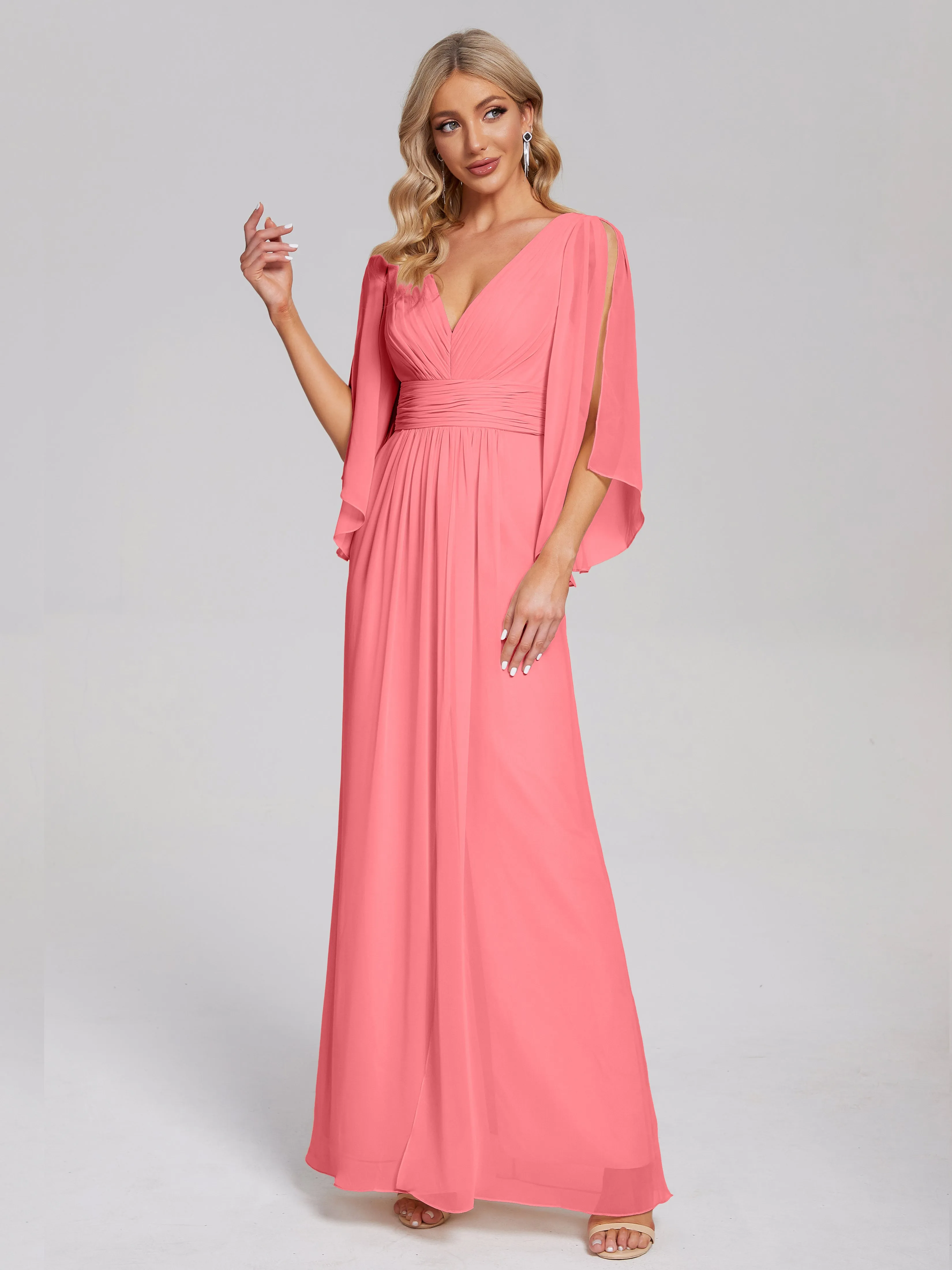 Fatima Elegant Half Sleeves Chiffon Bridesmaid Dresses