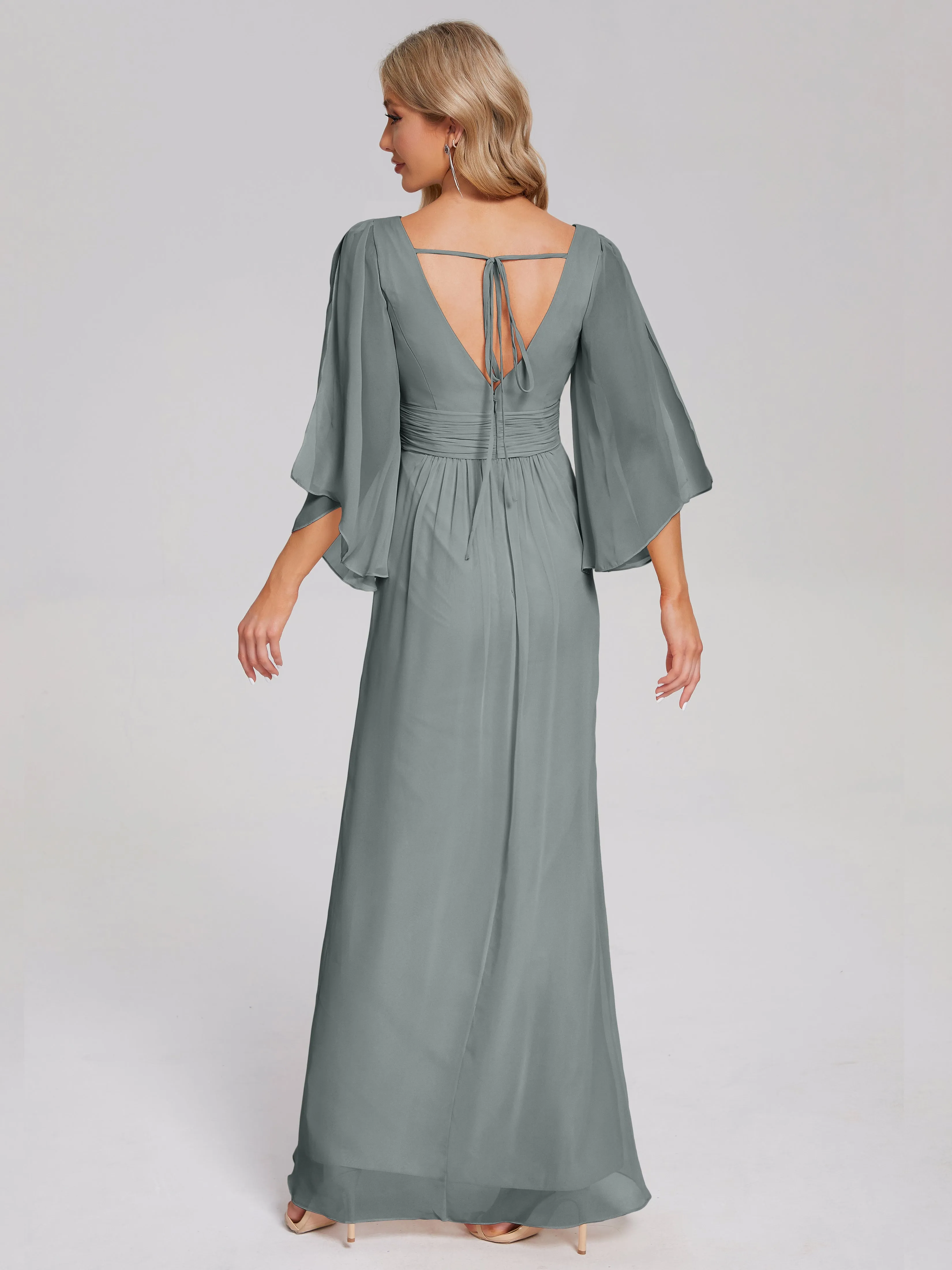 Fatima Elegant Half Sleeves Chiffon Bridesmaid Dresses