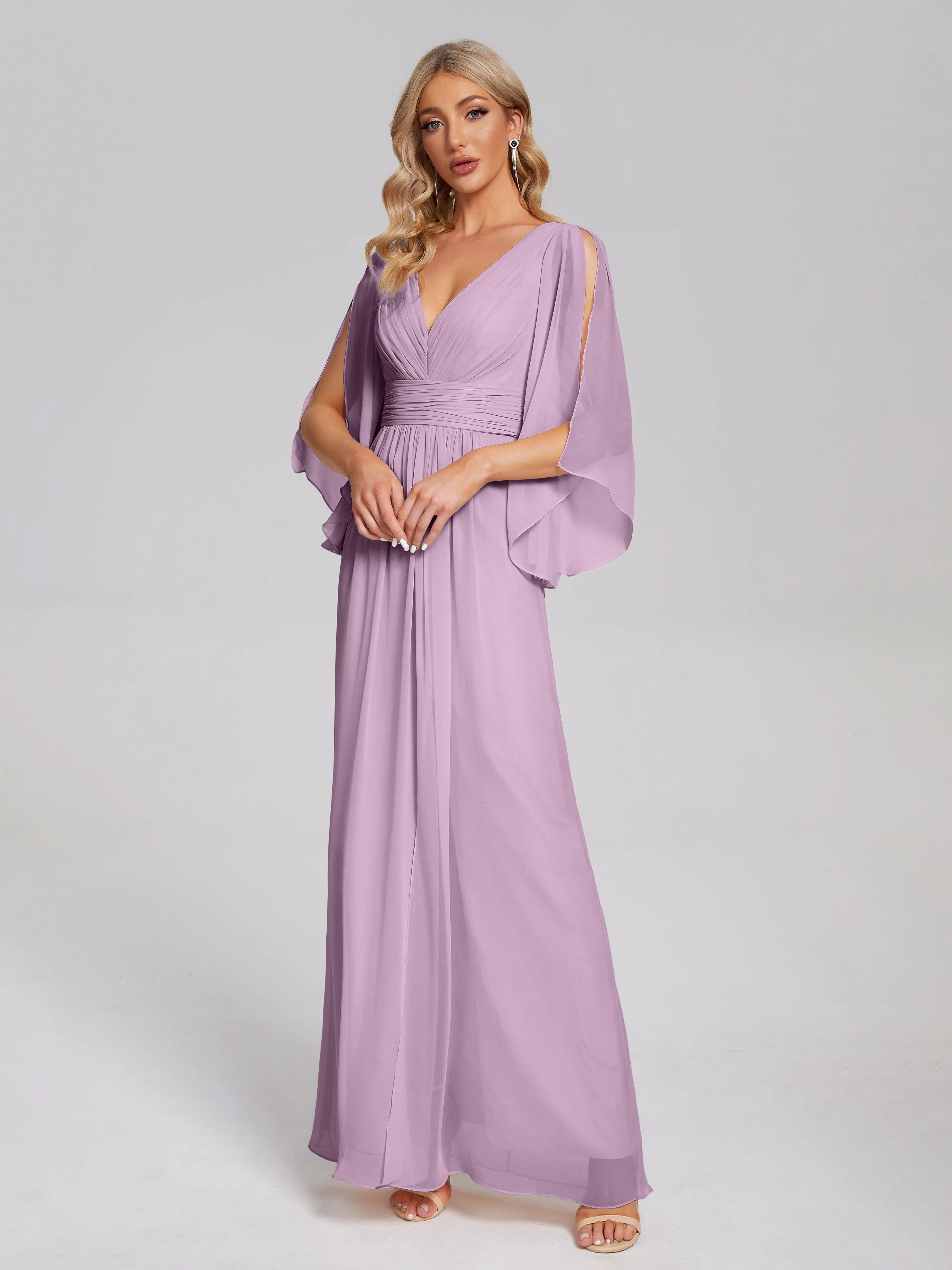 Fatima Elegant Half Sleeves Chiffon Bridesmaid Dresses