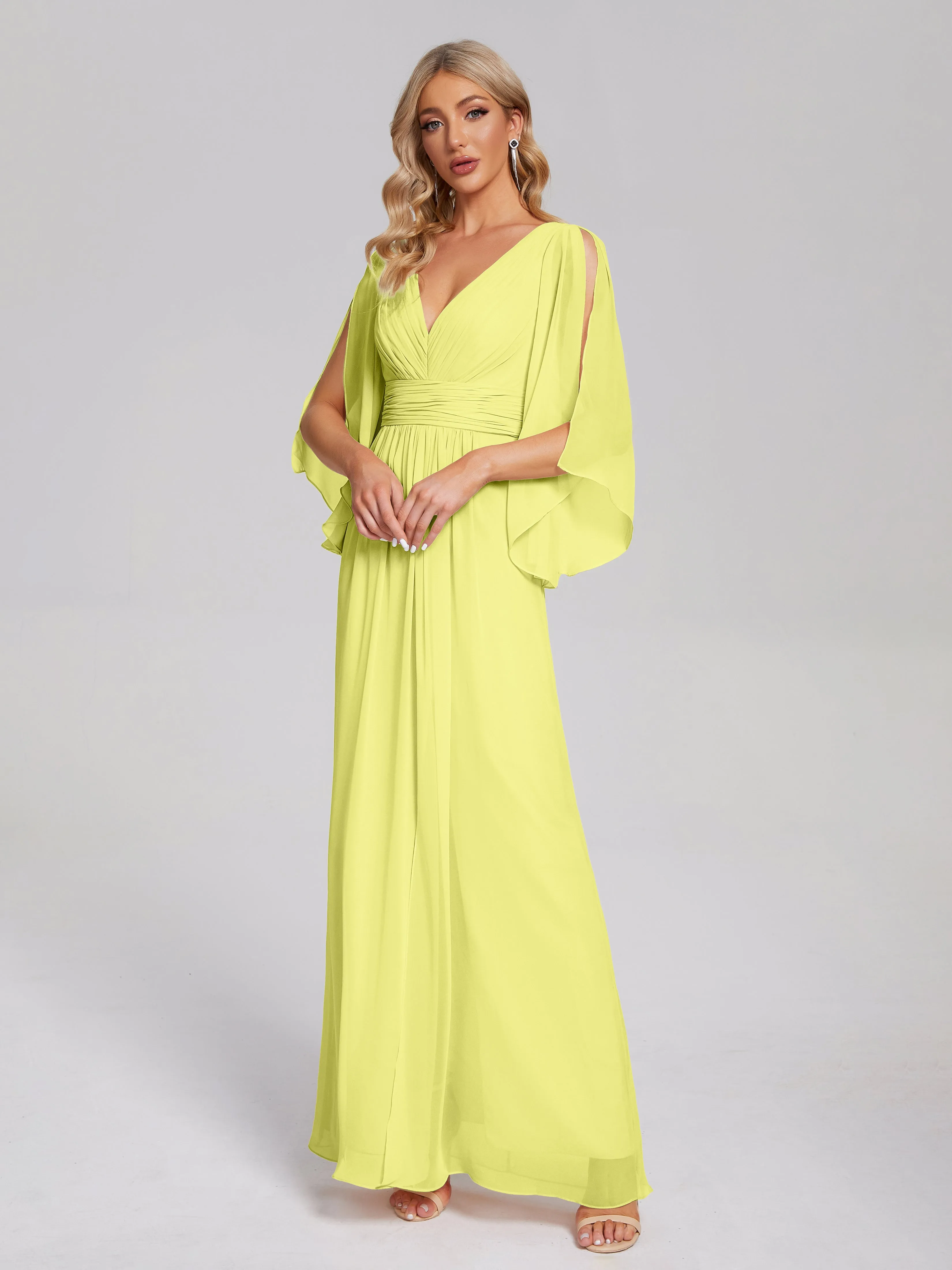 Fatima Elegant Half Sleeves Chiffon Bridesmaid Dresses