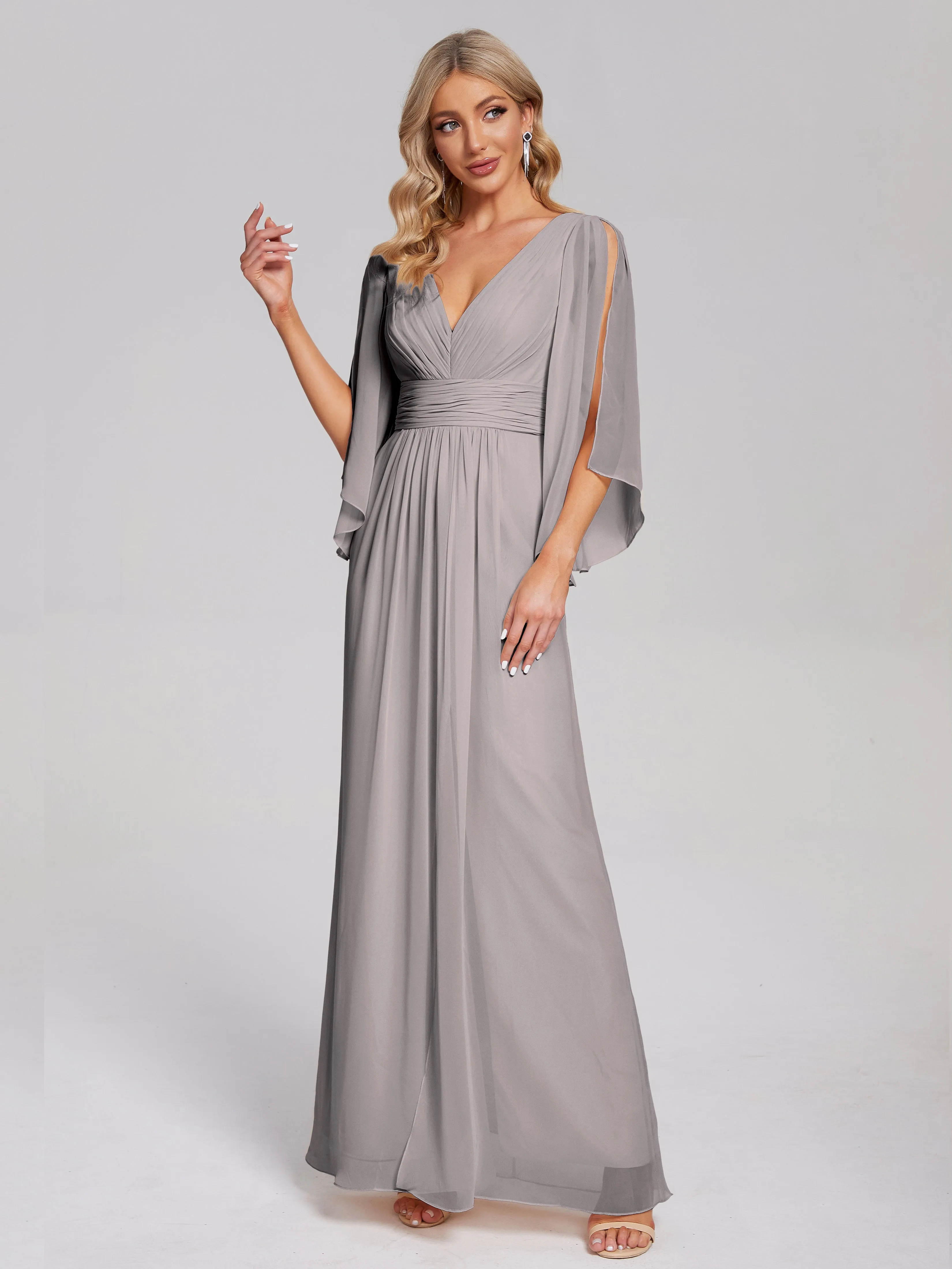 Fatima Elegant Half Sleeves Chiffon Bridesmaid Dresses