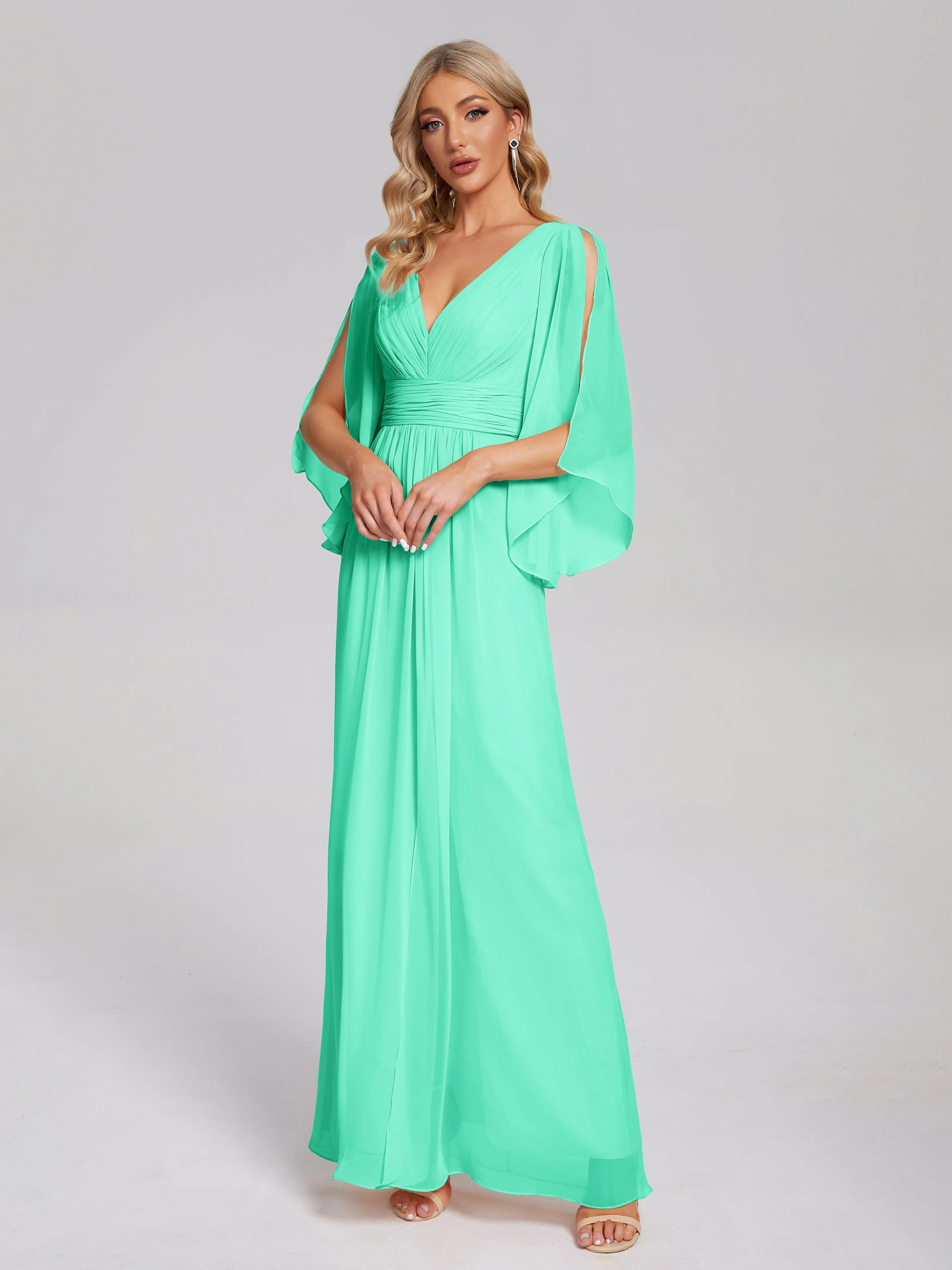 Fatima Elegant Half Sleeves Chiffon Bridesmaid Dresses