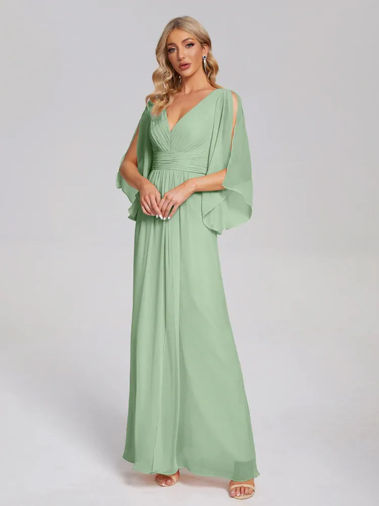 Fatima Elegant Half Sleeves Chiffon Bridesmaid Dresses