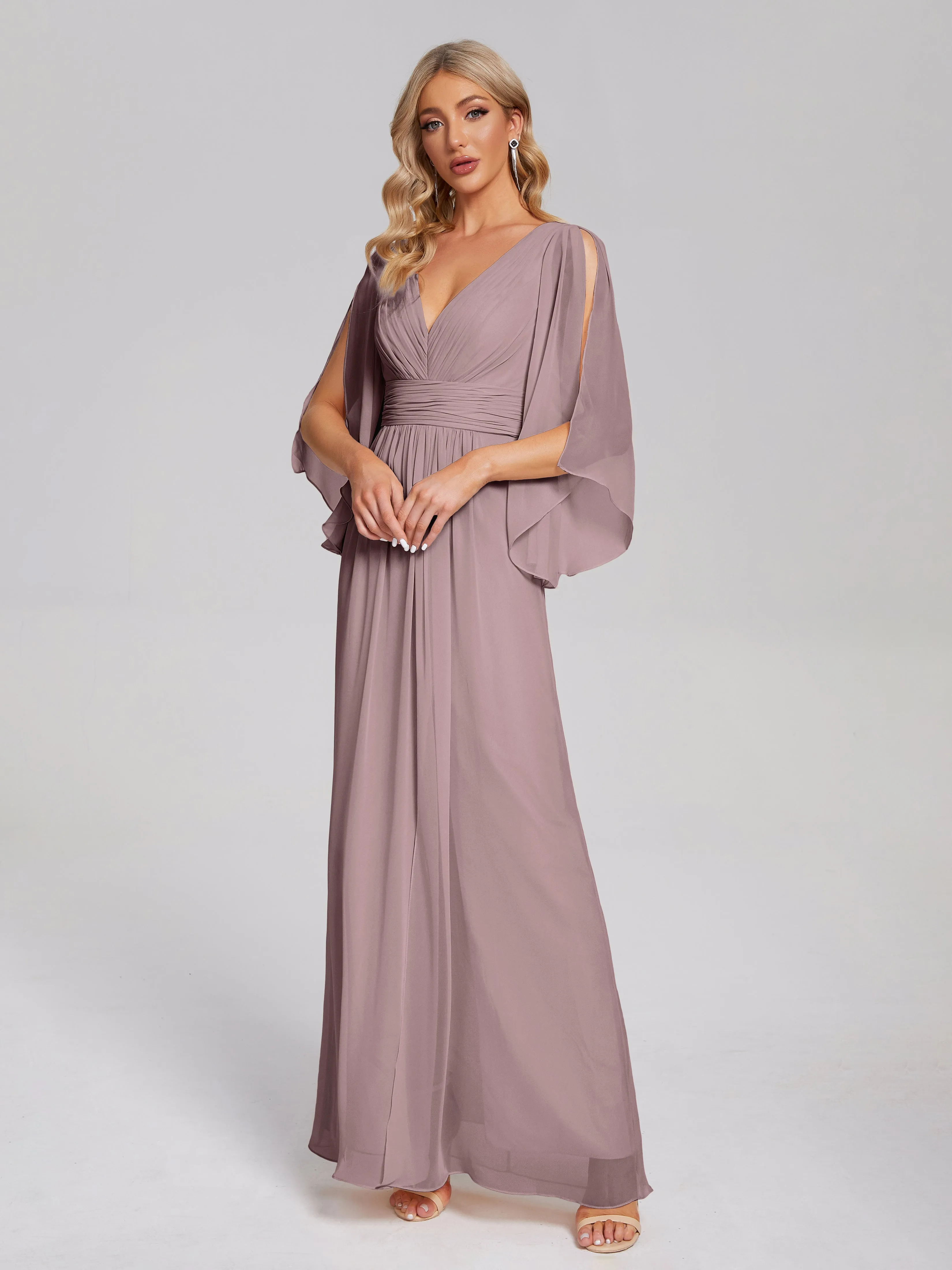 Fatima Elegant Half Sleeves Chiffon Bridesmaid Dresses