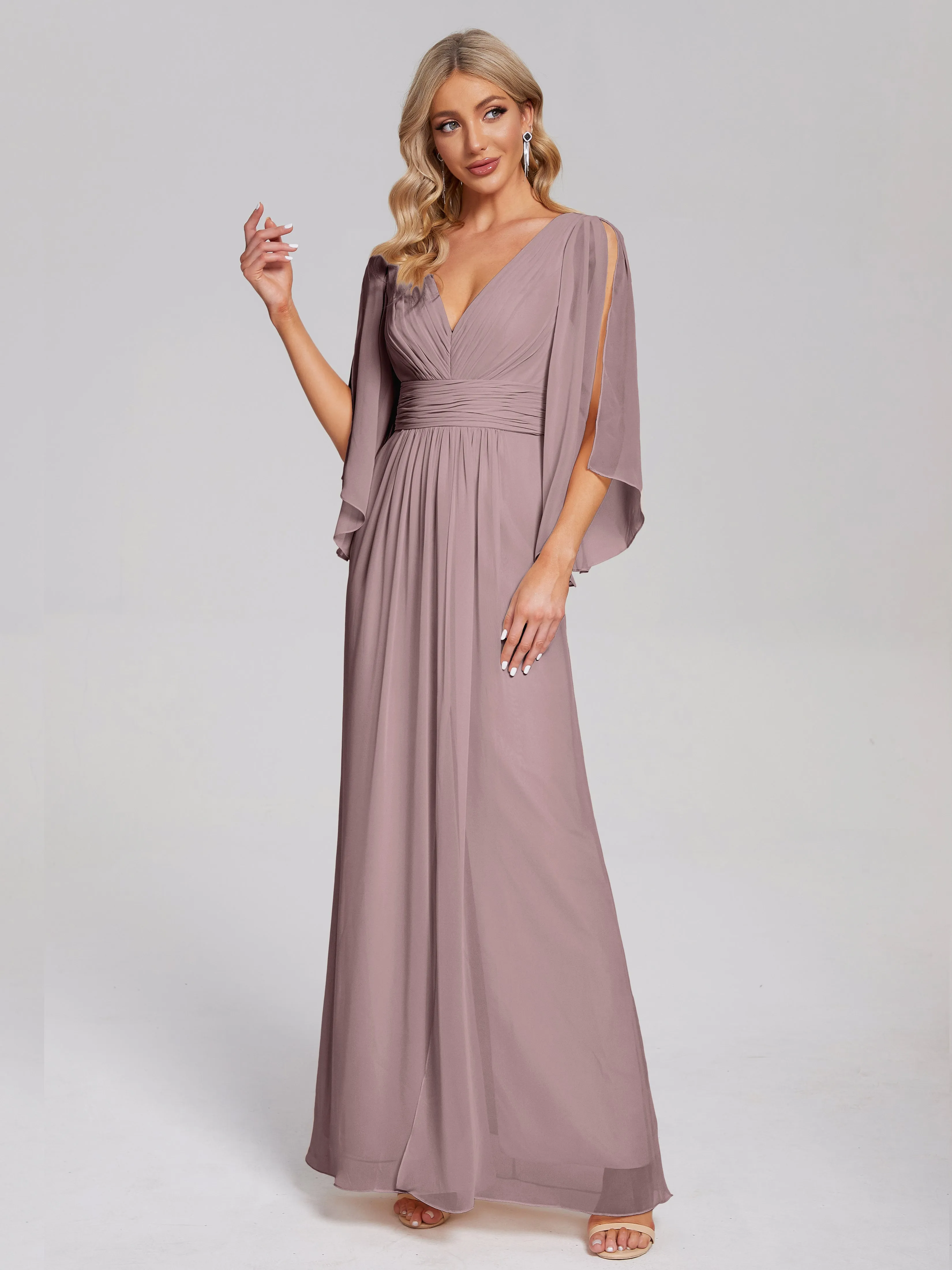 Fatima Elegant Half Sleeves Chiffon Bridesmaid Dresses