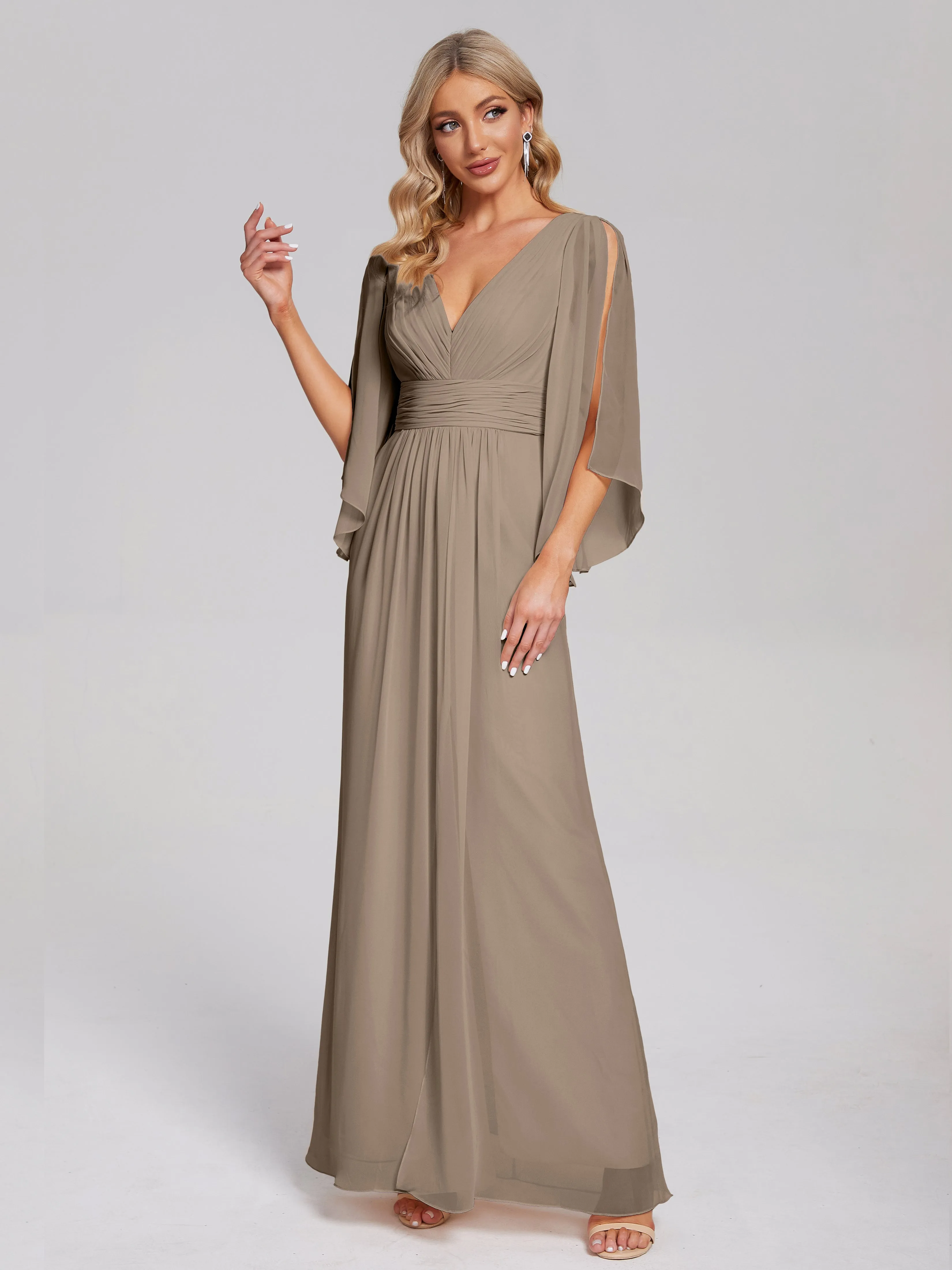 Fatima Elegant Half Sleeves Chiffon Bridesmaid Dresses