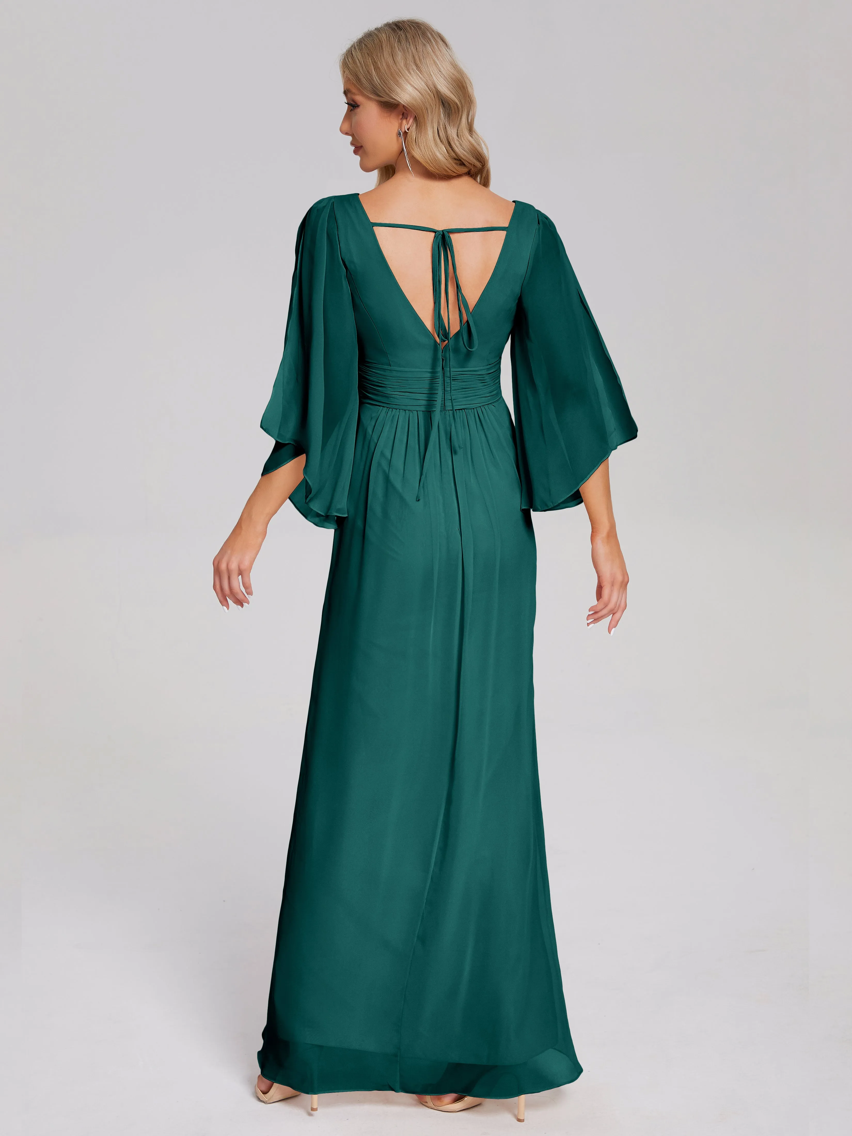 Fatima Elegant Half Sleeves Chiffon Bridesmaid Dresses