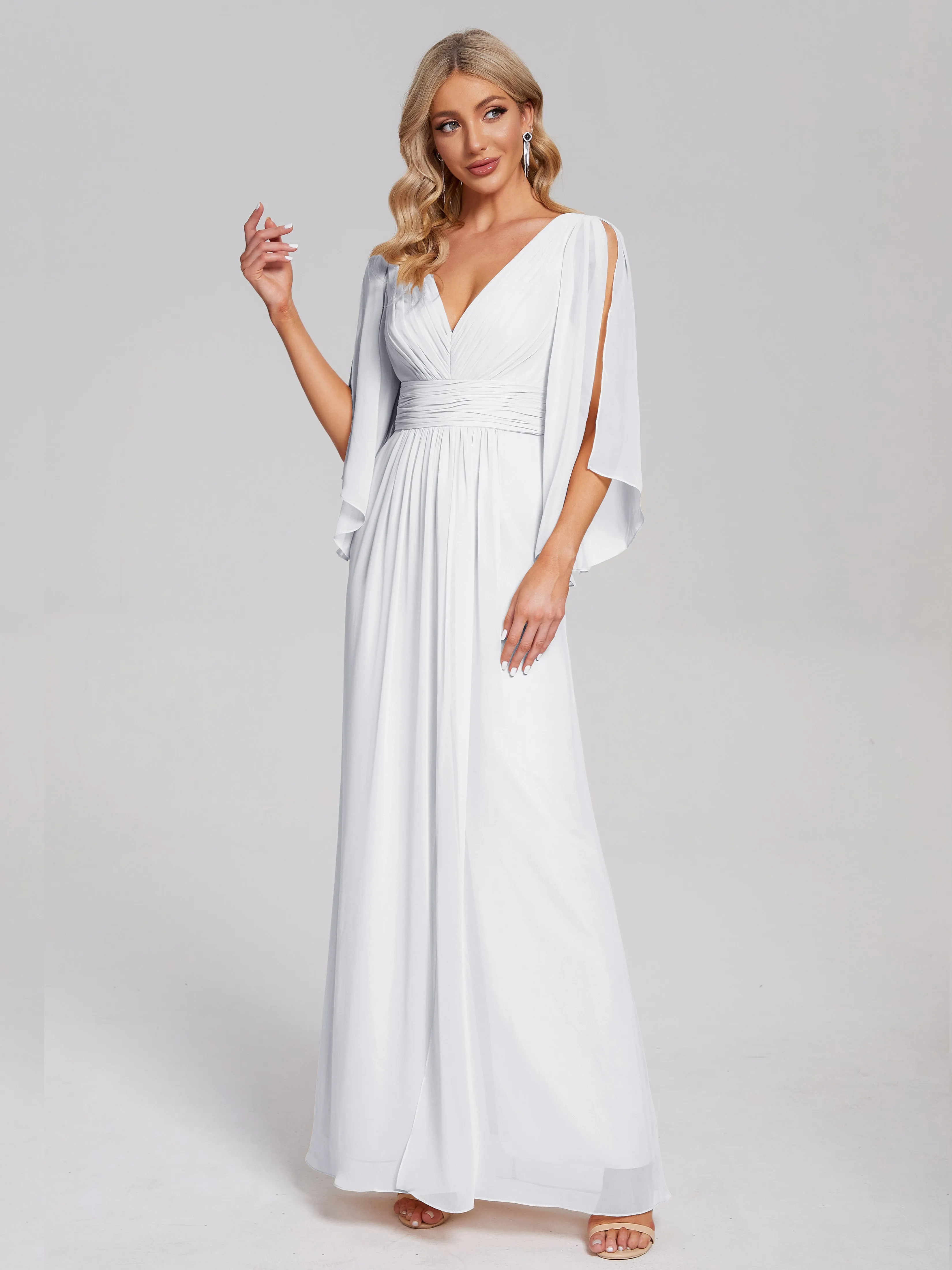 Fatima Elegant Half Sleeves Chiffon Bridesmaid Dresses