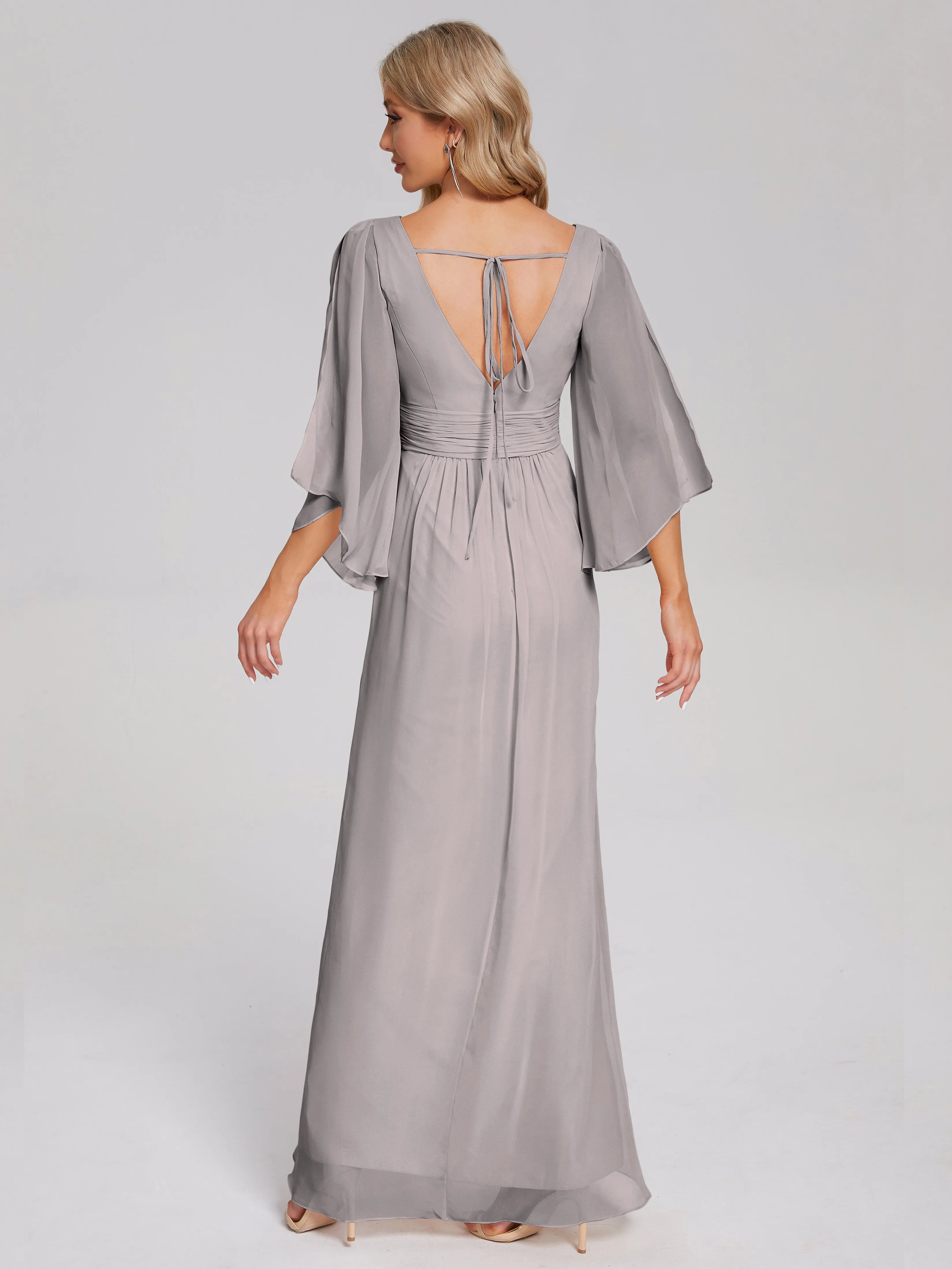 Fatima Elegant Half Sleeves Chiffon Bridesmaid Dresses