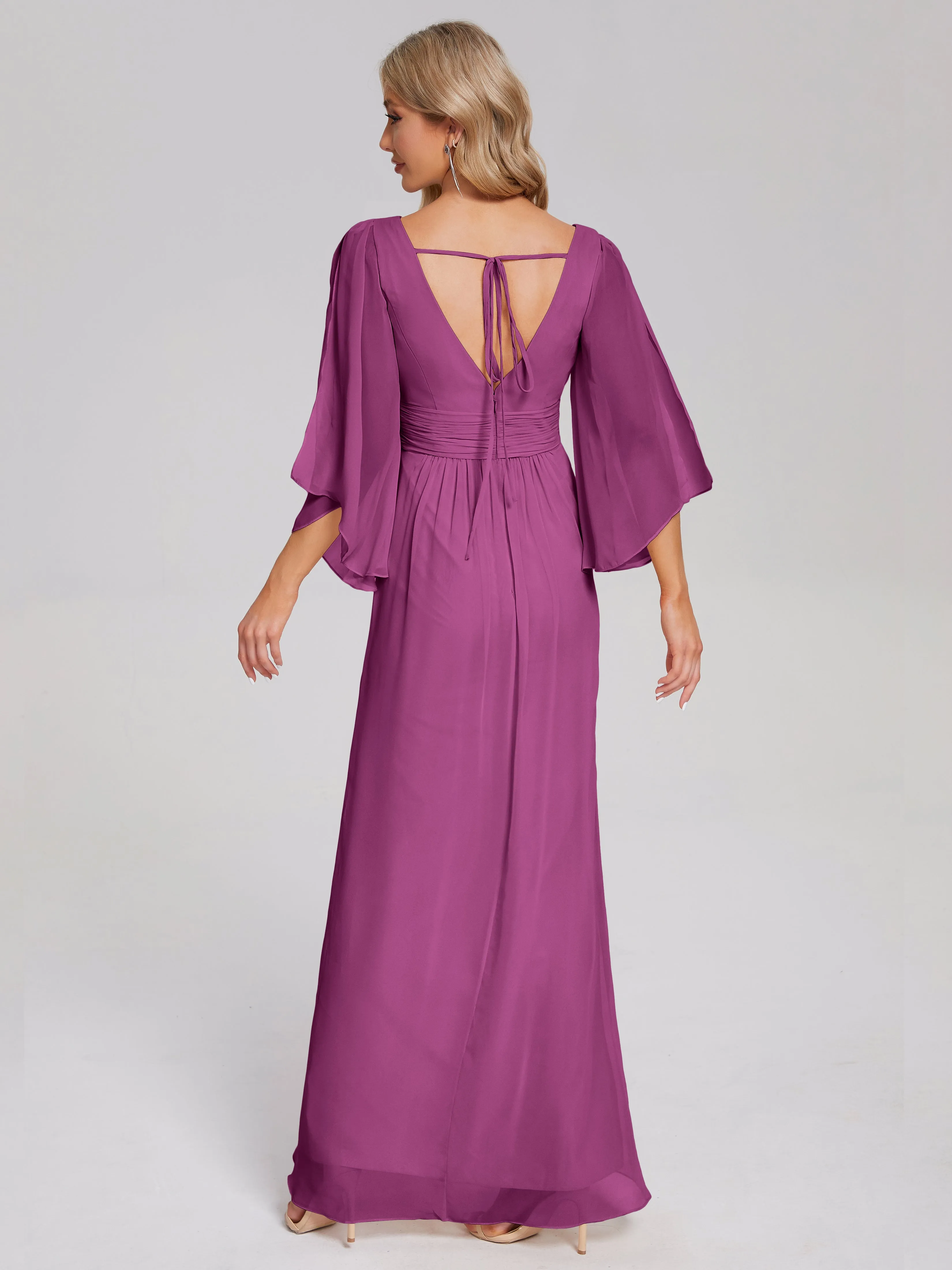 Fatima Elegant Half Sleeves Chiffon Bridesmaid Dresses