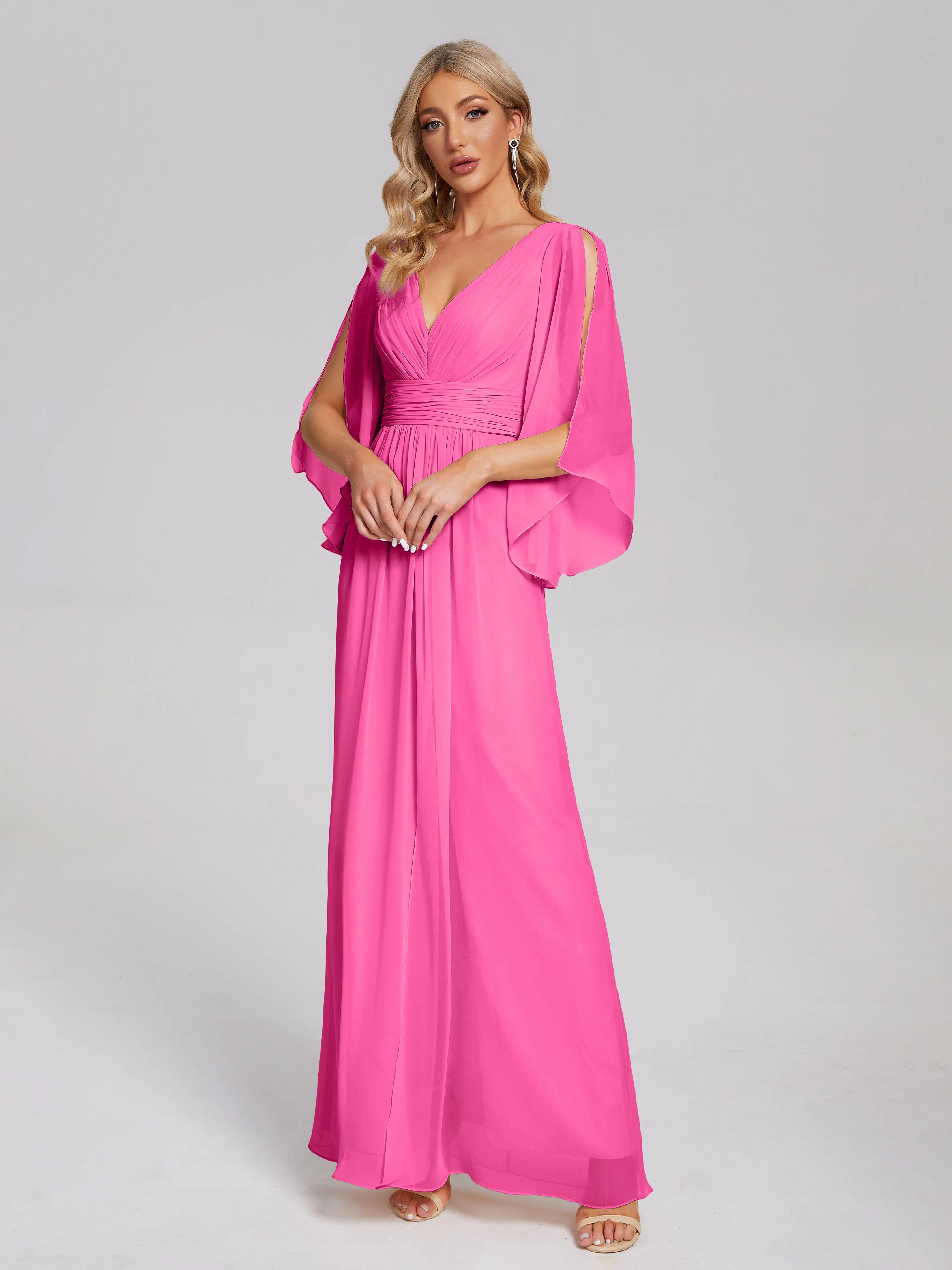 Fatima Elegant Half Sleeves Chiffon Bridesmaid Dresses