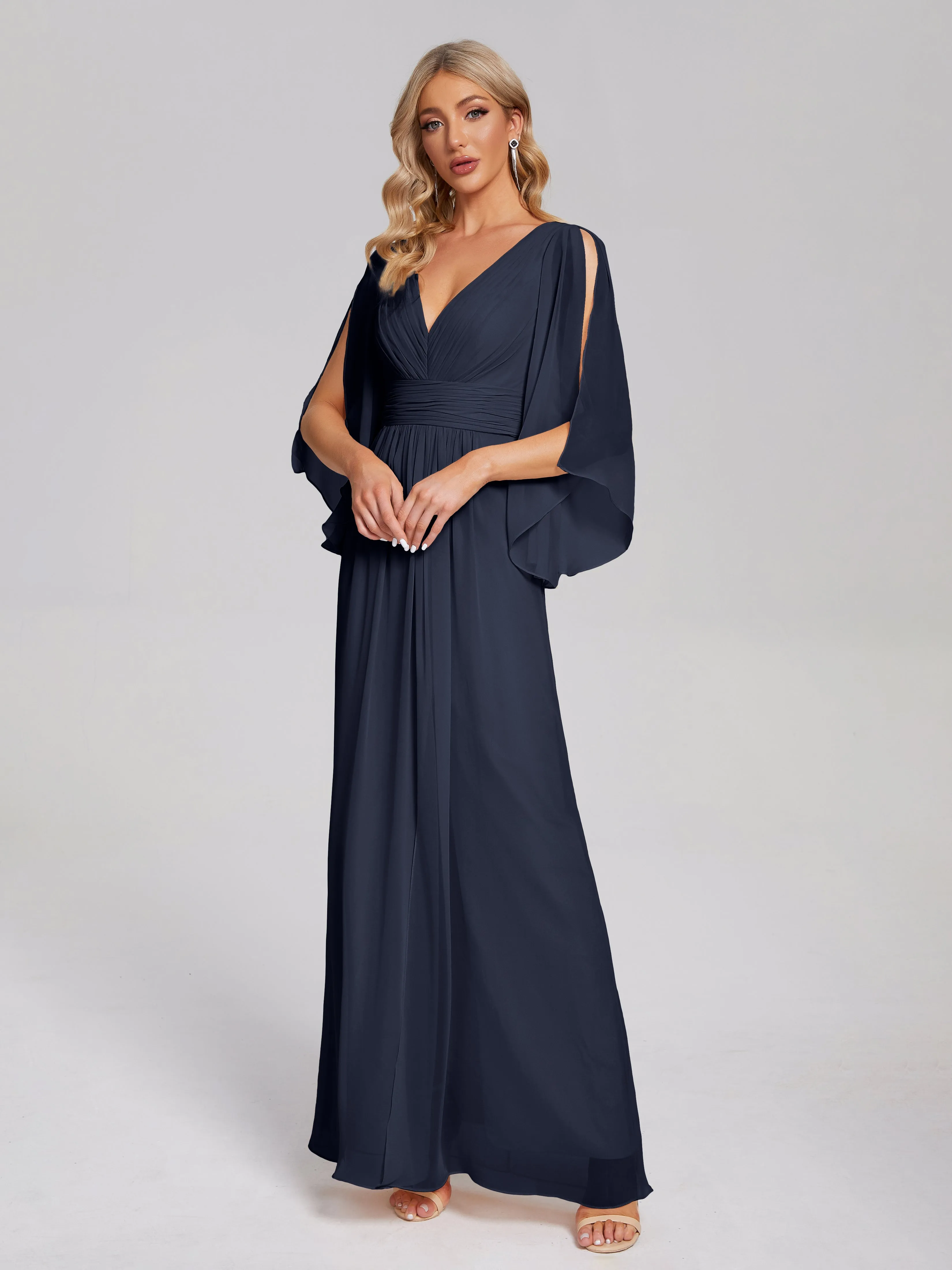 Fatima Elegant Half Sleeves Chiffon Bridesmaid Dresses