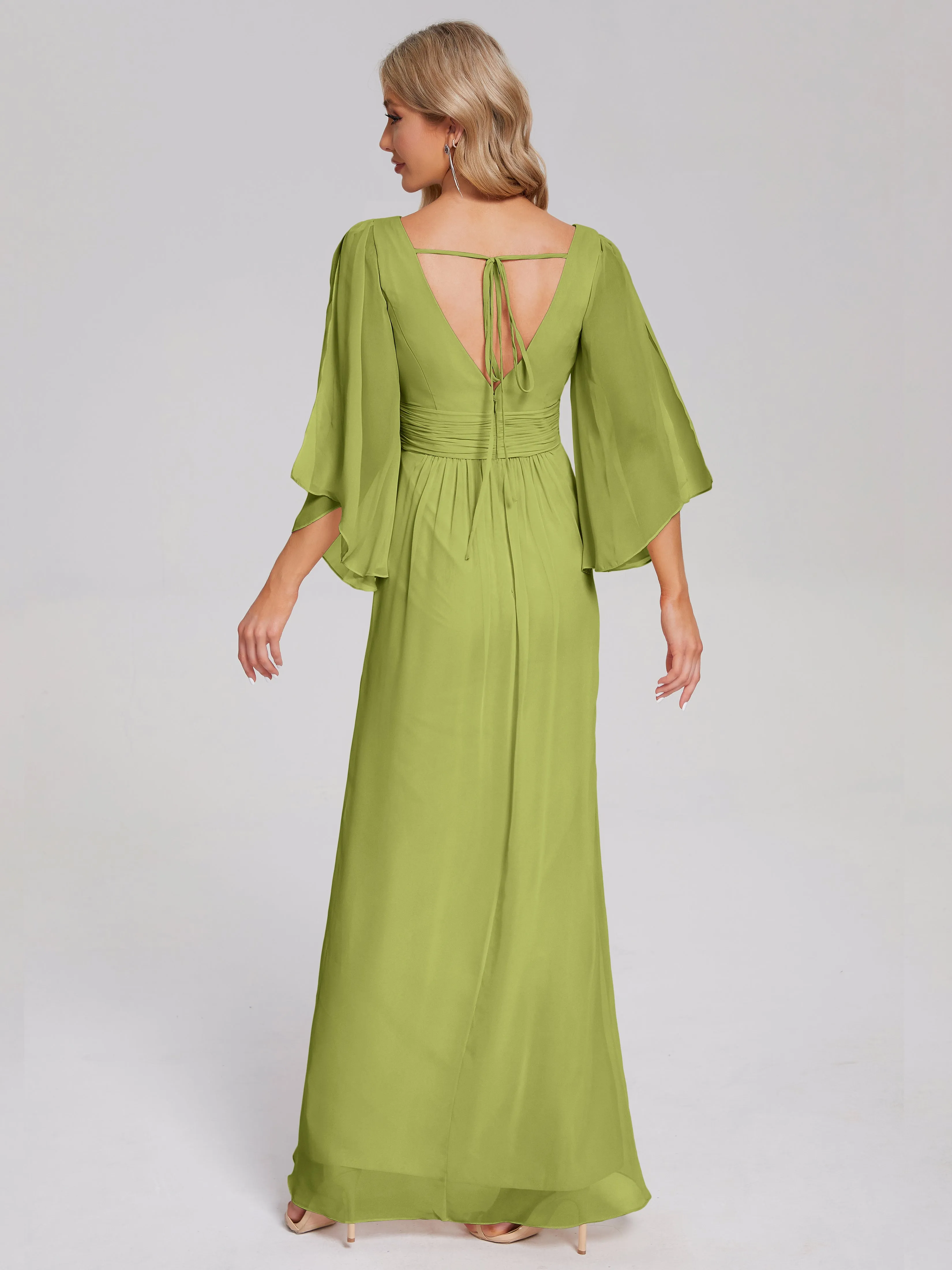 Fatima Elegant Half Sleeves Chiffon Bridesmaid Dresses