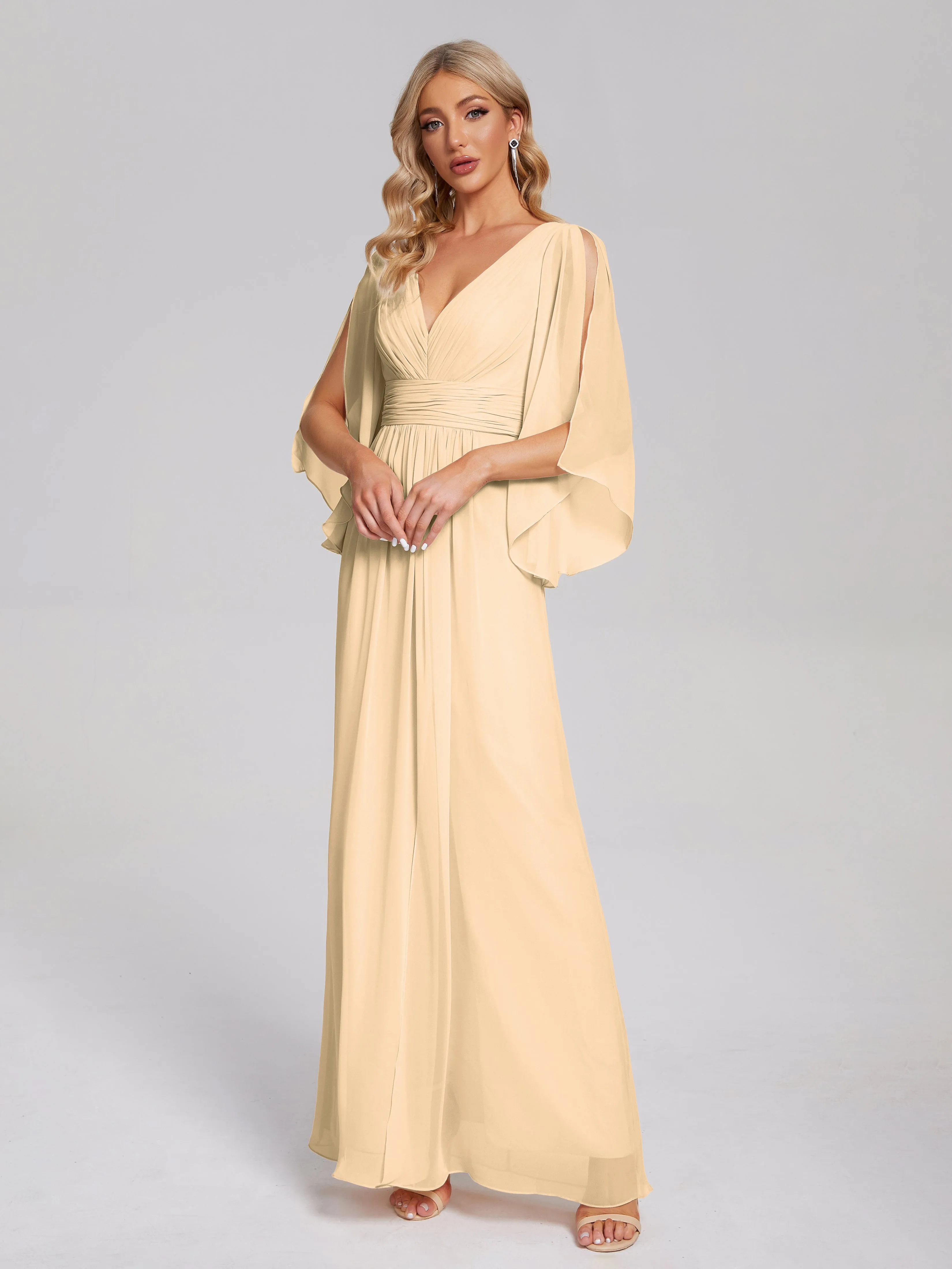 Fatima Elegant Half Sleeves Chiffon Bridesmaid Dresses