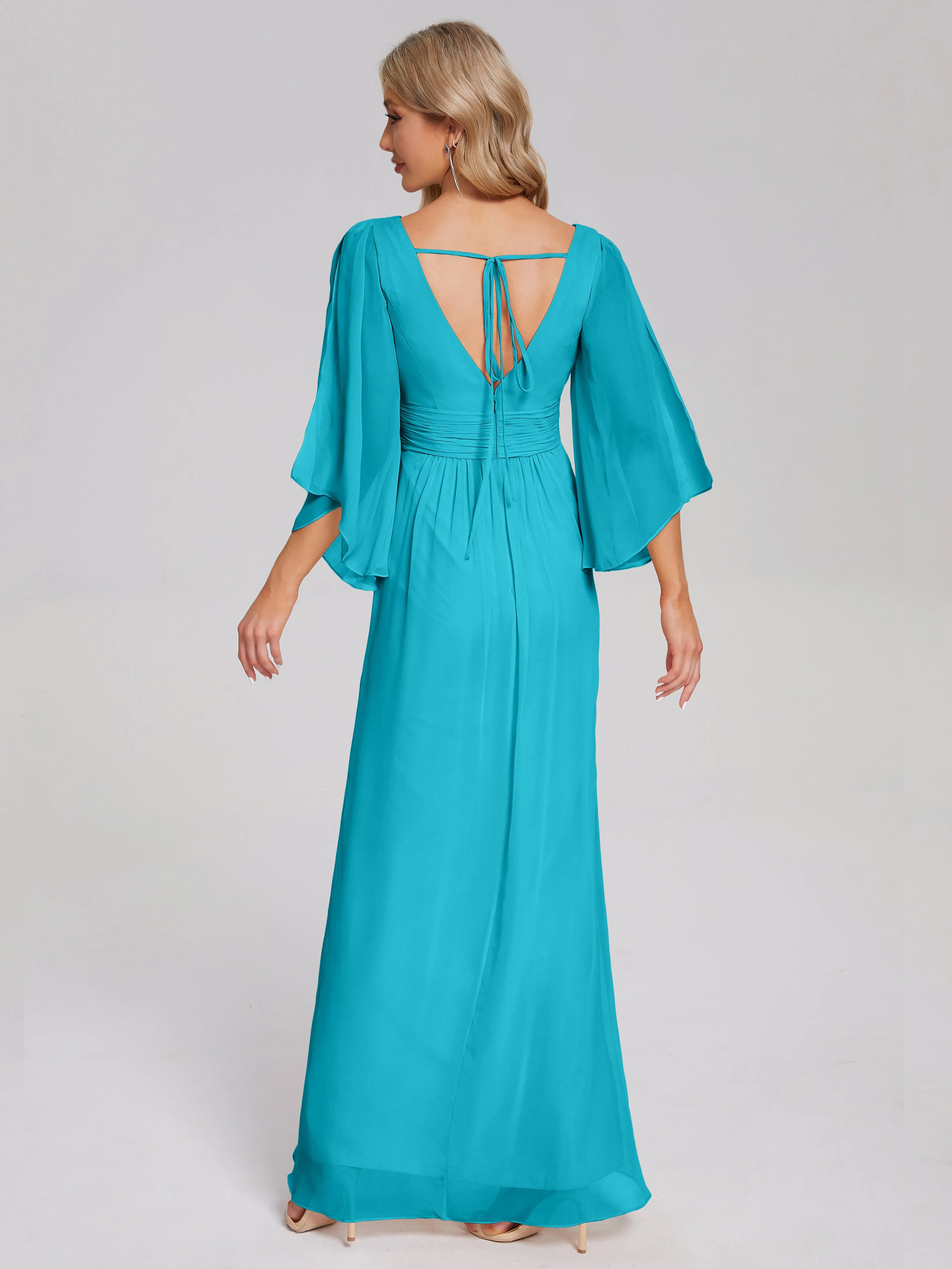 Fatima Elegant Half Sleeves Chiffon Bridesmaid Dresses