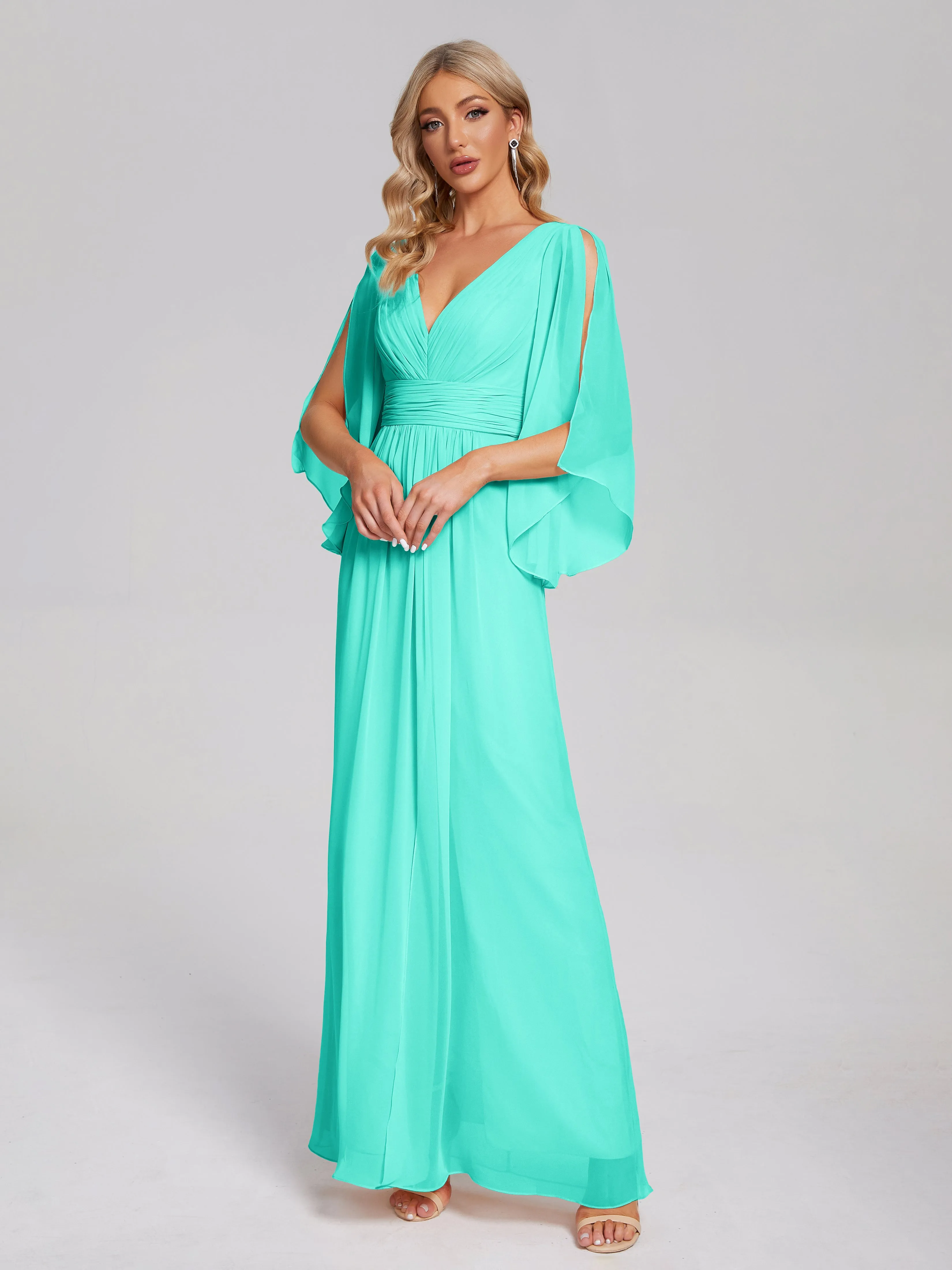 Fatima Elegant Half Sleeves Chiffon Bridesmaid Dresses