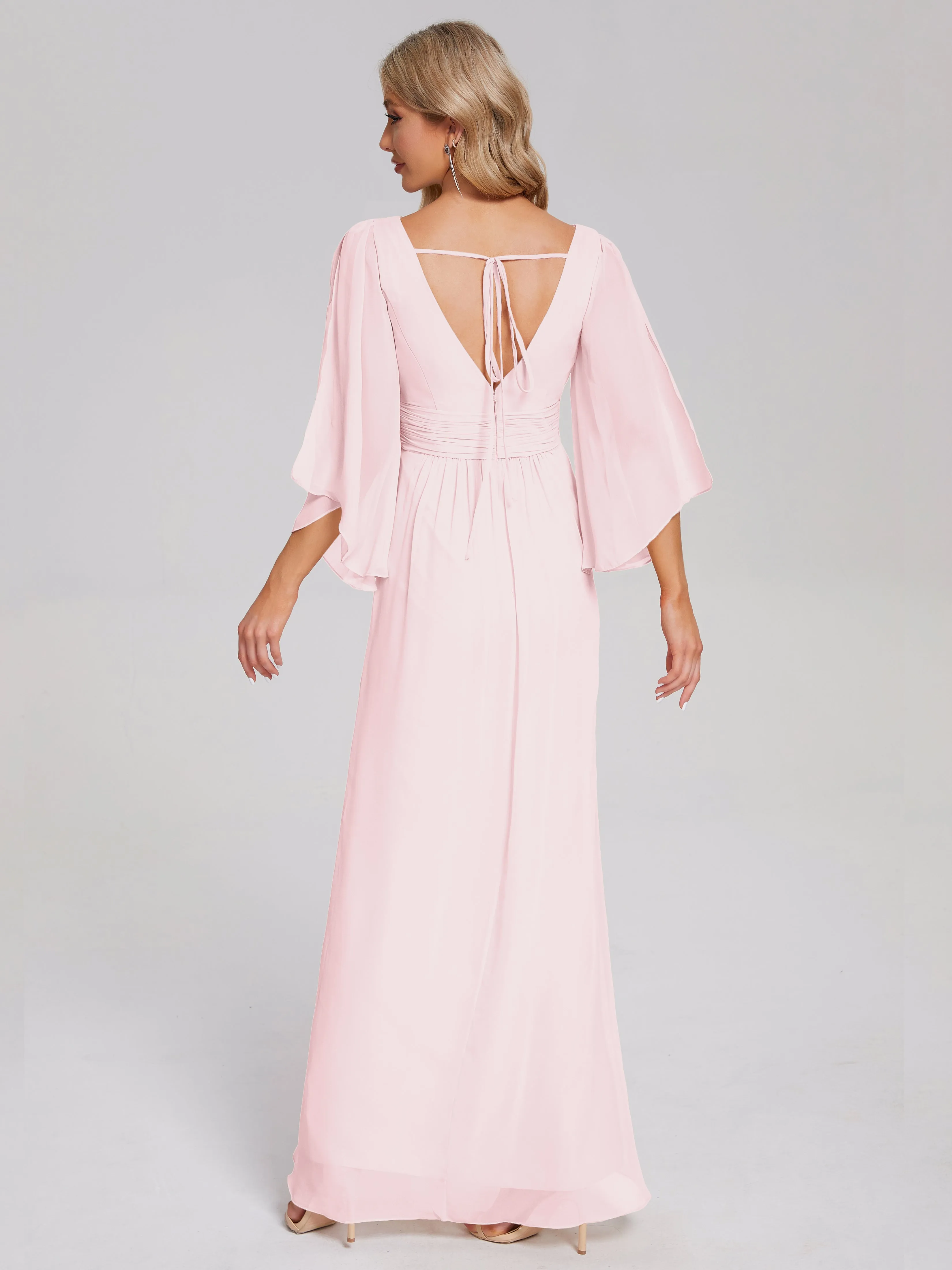 Fatima Elegant Half Sleeves Chiffon Bridesmaid Dresses