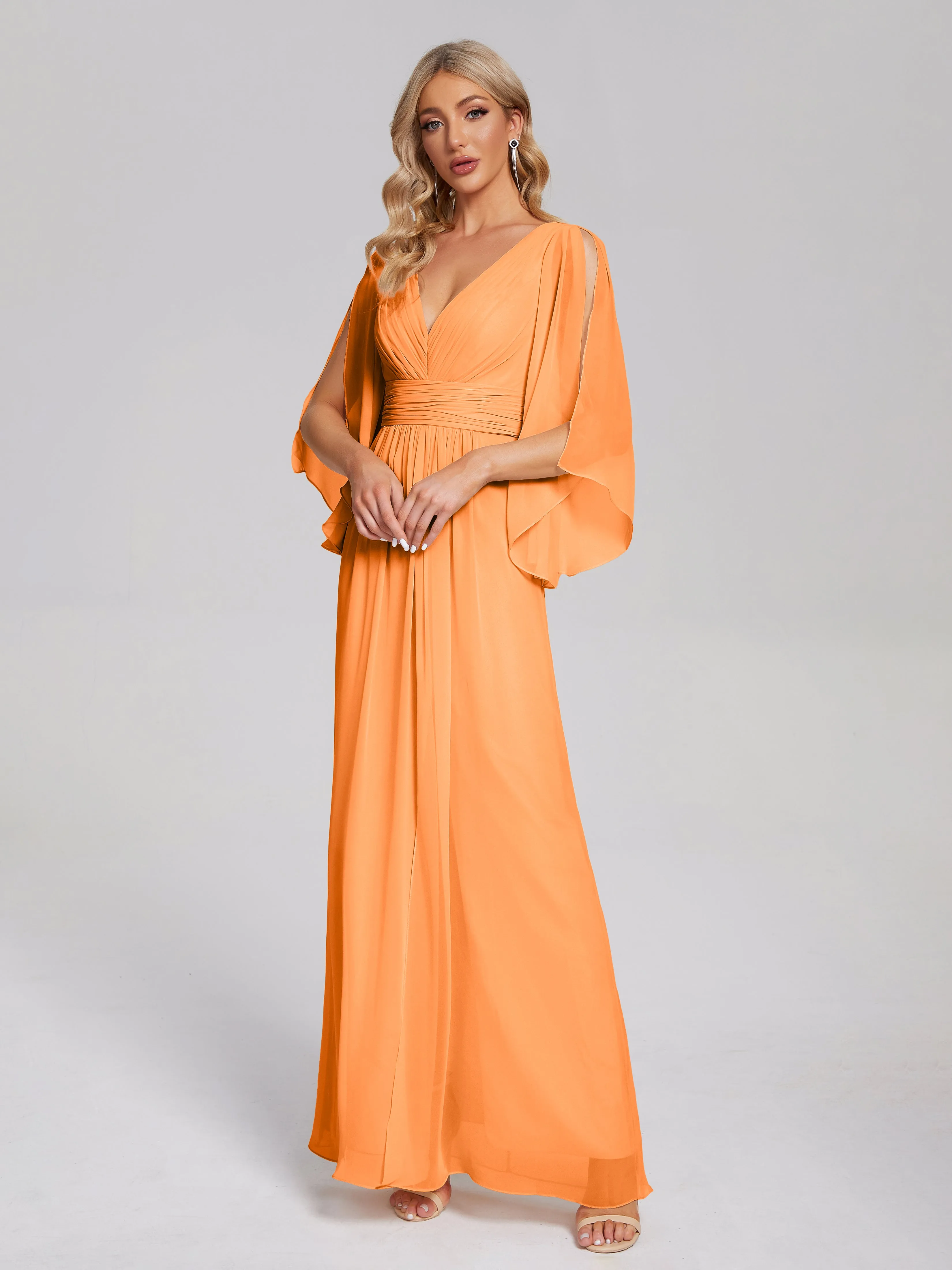 Fatima Elegant Half Sleeves Chiffon Bridesmaid Dresses