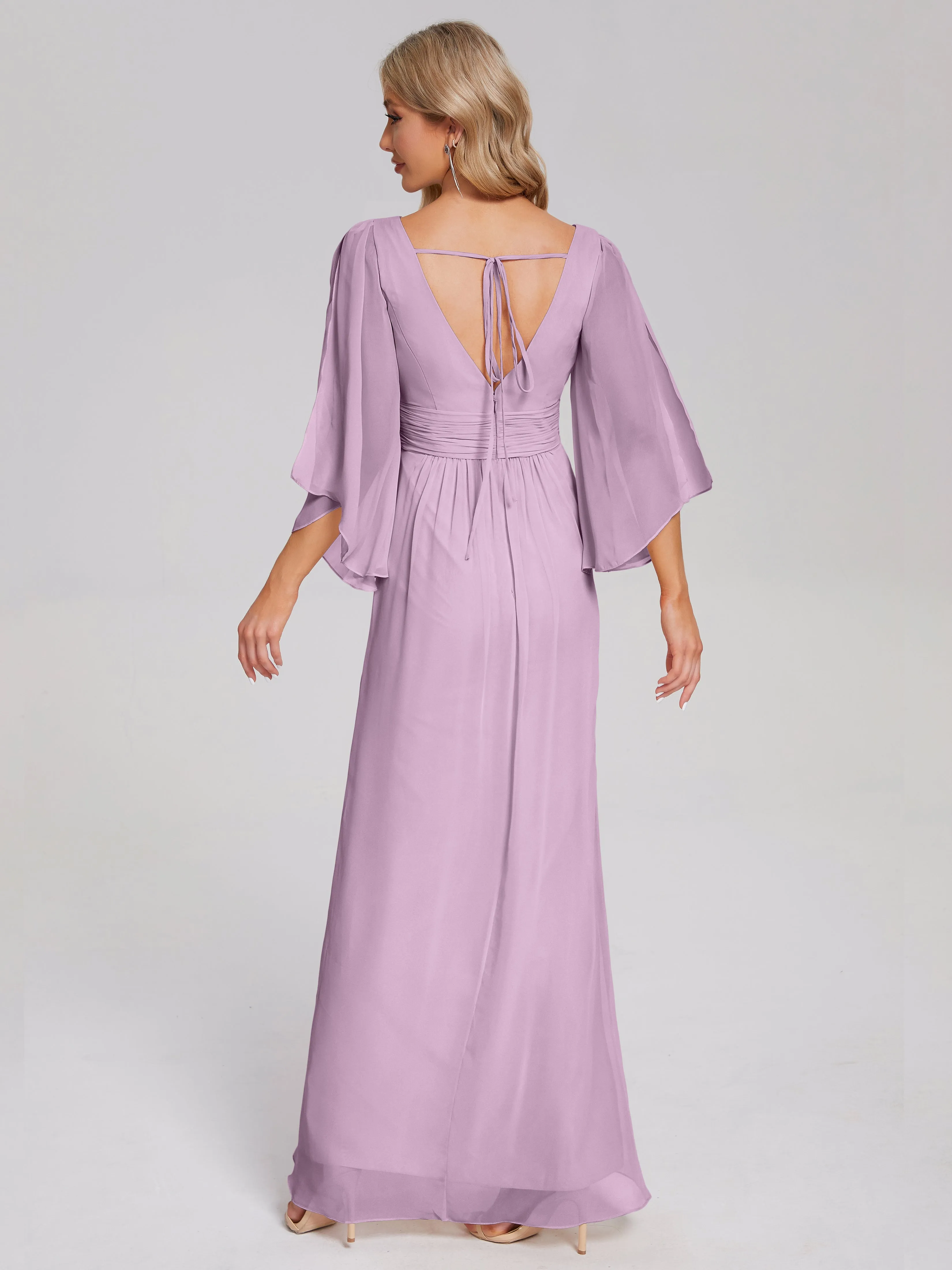 Fatima Elegant Half Sleeves Chiffon Bridesmaid Dresses