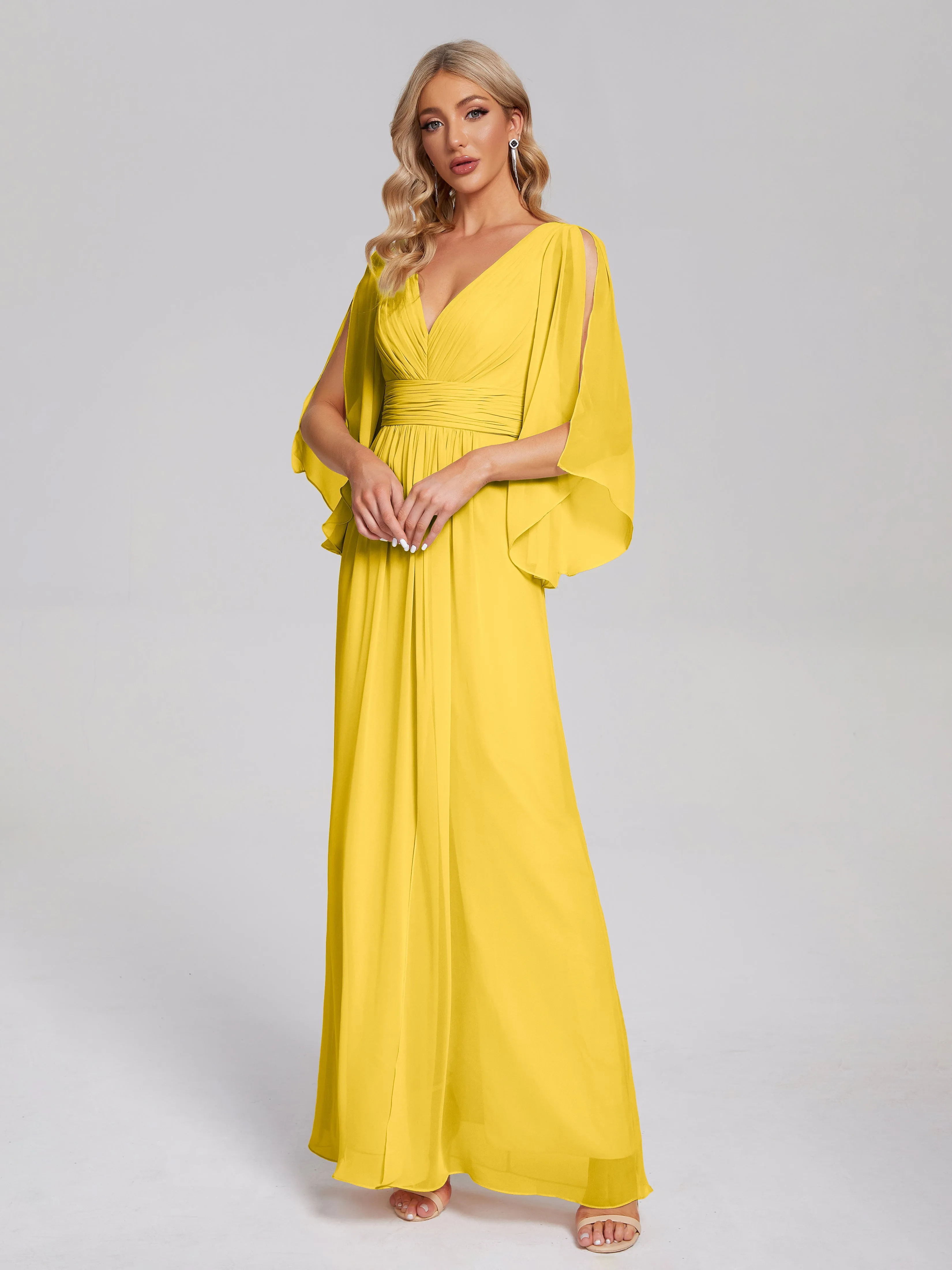 Fatima Elegant Half Sleeves Chiffon Bridesmaid Dresses